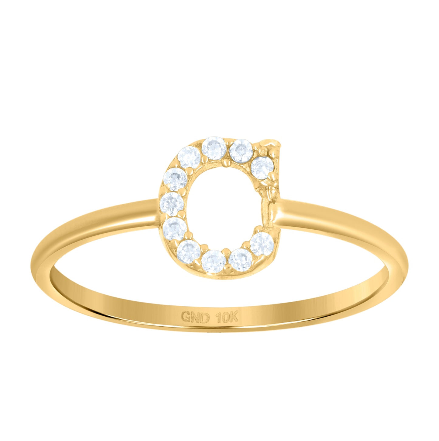 10K Yellow Gold Womens Cubic Zirconia Initial Alphabet Bridal Anniversary Engagement Wedding Ring