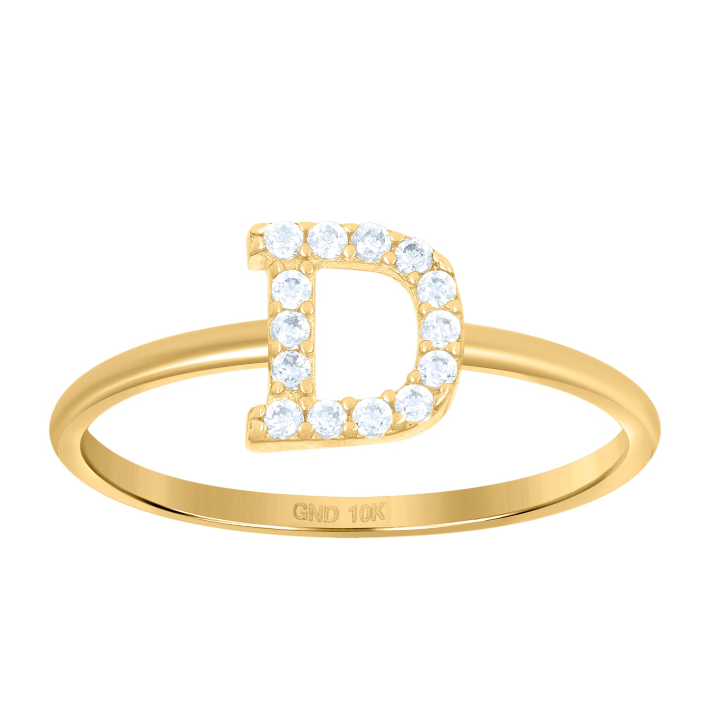 10K Yellow Gold Womens Cubic Zirconia Initial Alphabet Bridal Anniversary Engagement Wedding Ring