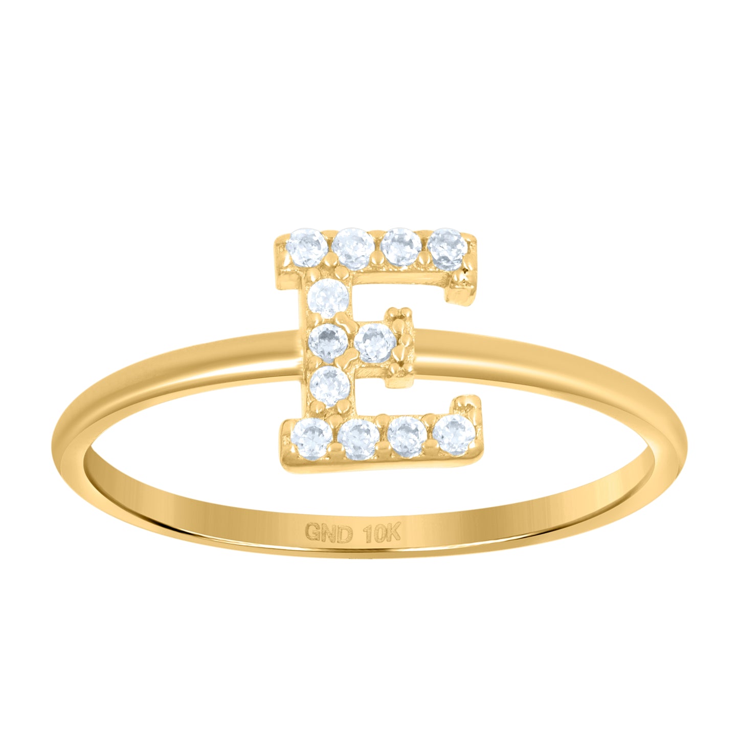 10K Yellow Gold Womens Cubic Zirconia Initial Alphabet Bridal Anniversary Engagement Wedding Ring