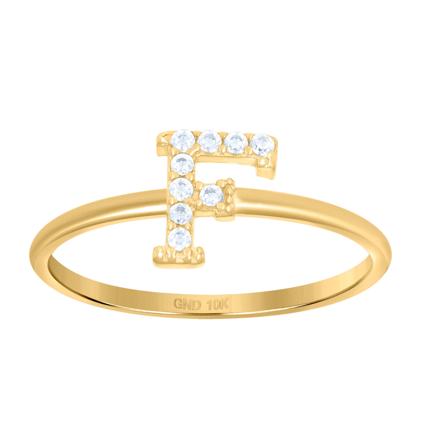 10K Yellow Gold Womens Cubic Zirconia Initial Alphabet Bridal Anniversary Engagement Wedding Ring