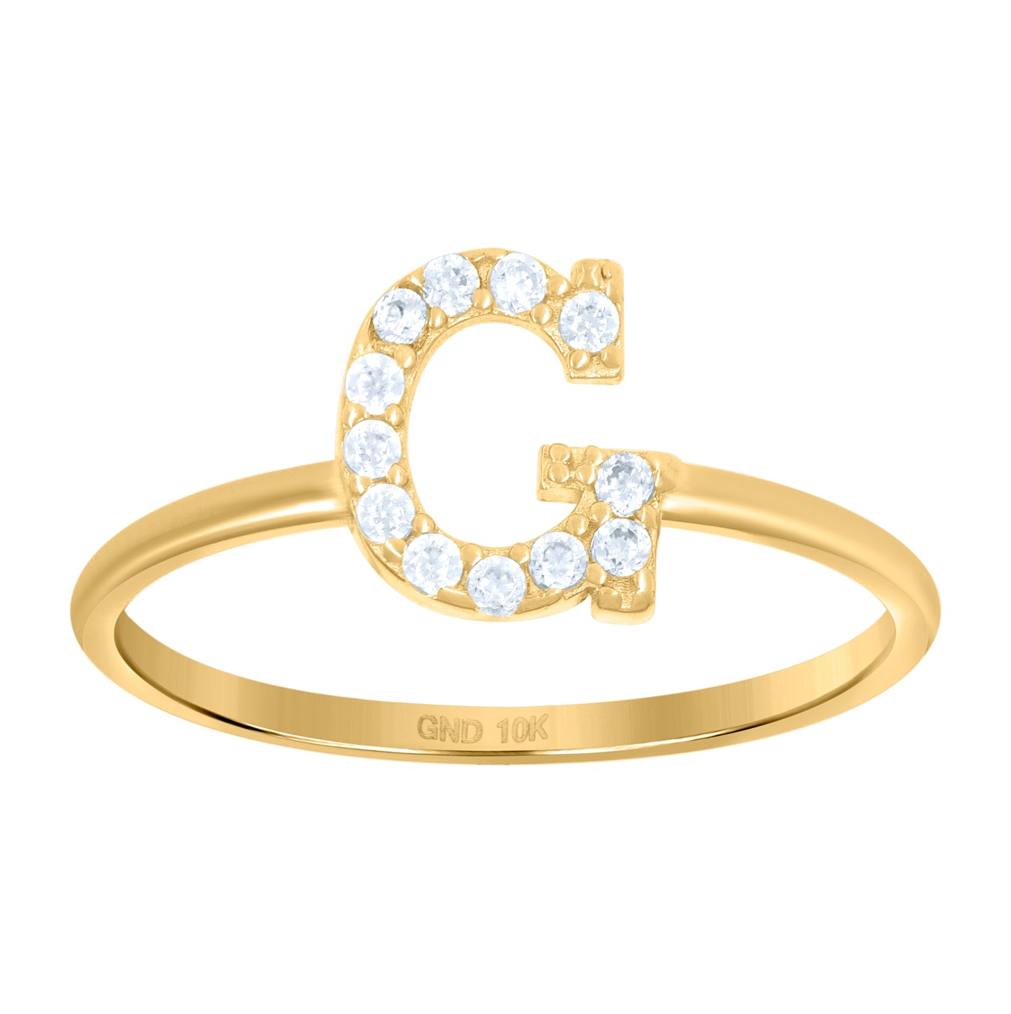 10K Yellow Gold Womens Cubic Zirconia Initial Alphabet Bridal Anniversary Engagement Wedding Ring