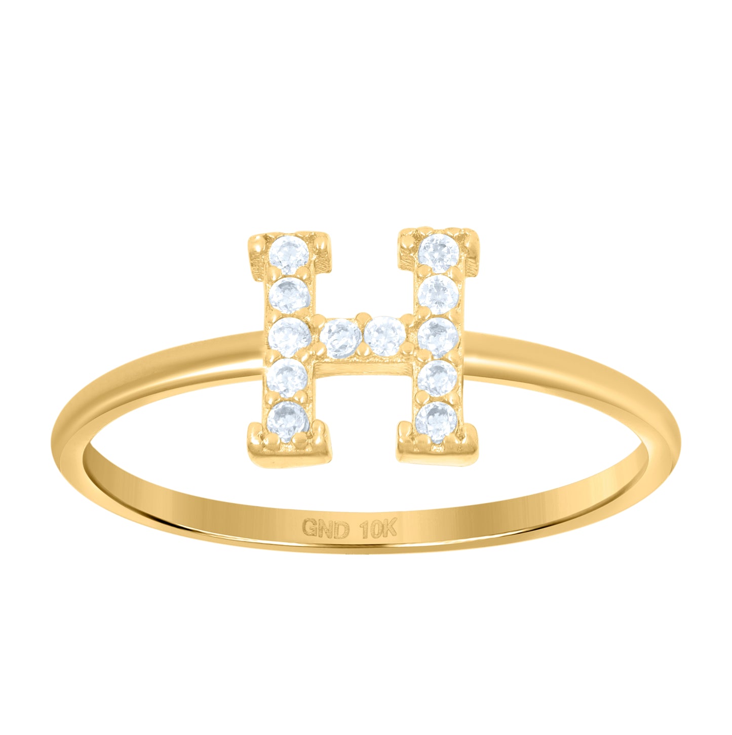 10K Yellow Gold Womens Cubic Zirconia Initial Alphabet Bridal Anniversary Engagement Wedding Ring