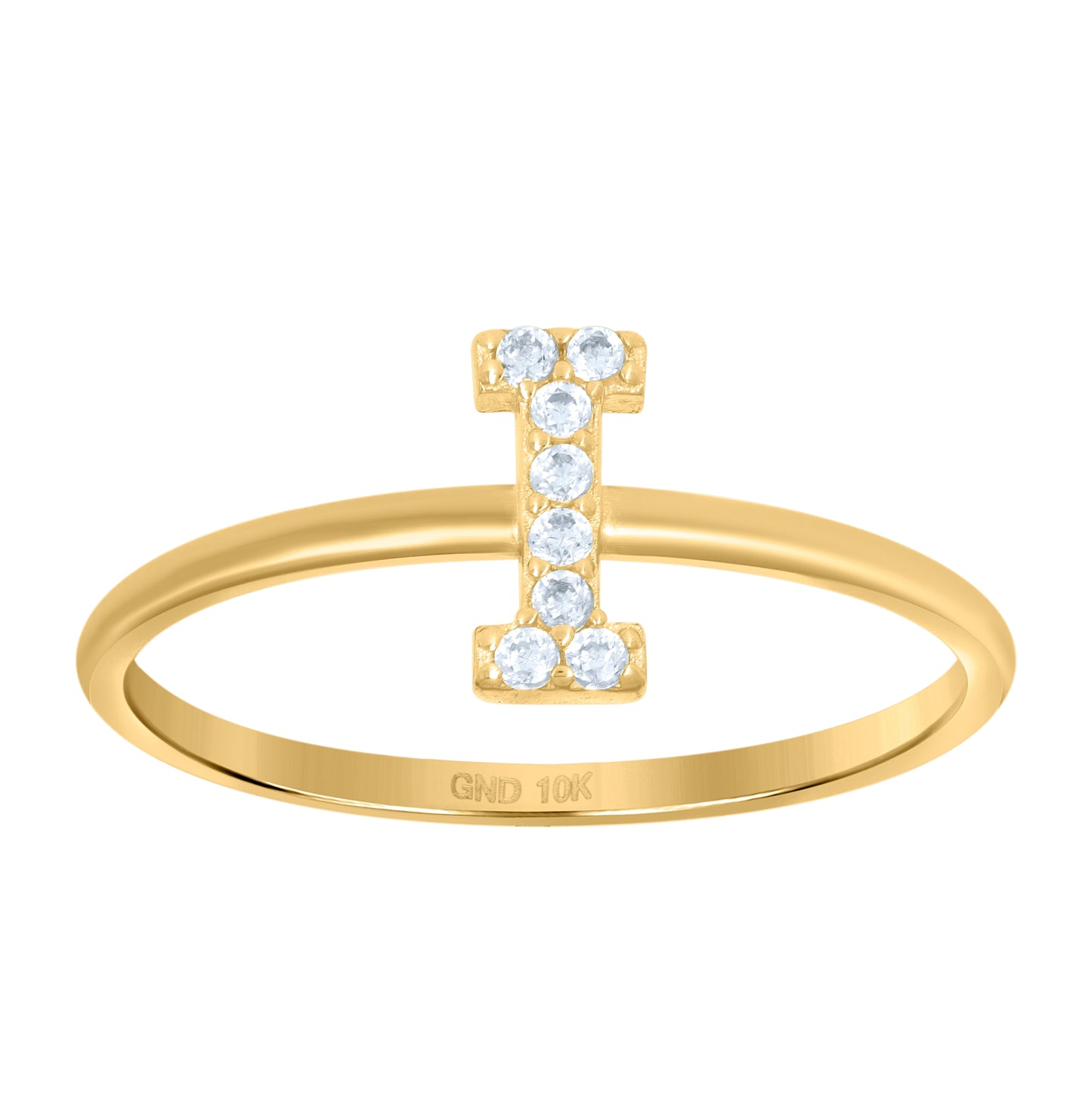 10K Yellow Gold Womens Cubic Zirconia Initial Alphabet Bridal Anniversary Engagement Wedding Ring
