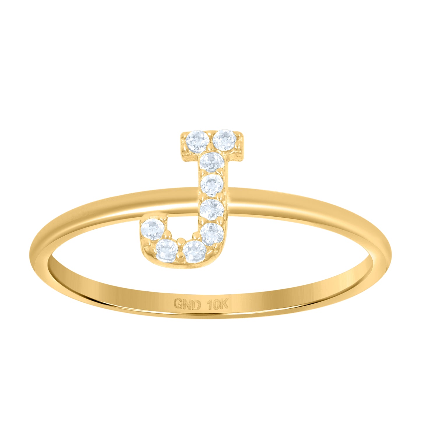 10K Yellow Gold Womens Cubic Zirconia Initial Alphabet Bridal Anniversary Engagement Wedding Ring