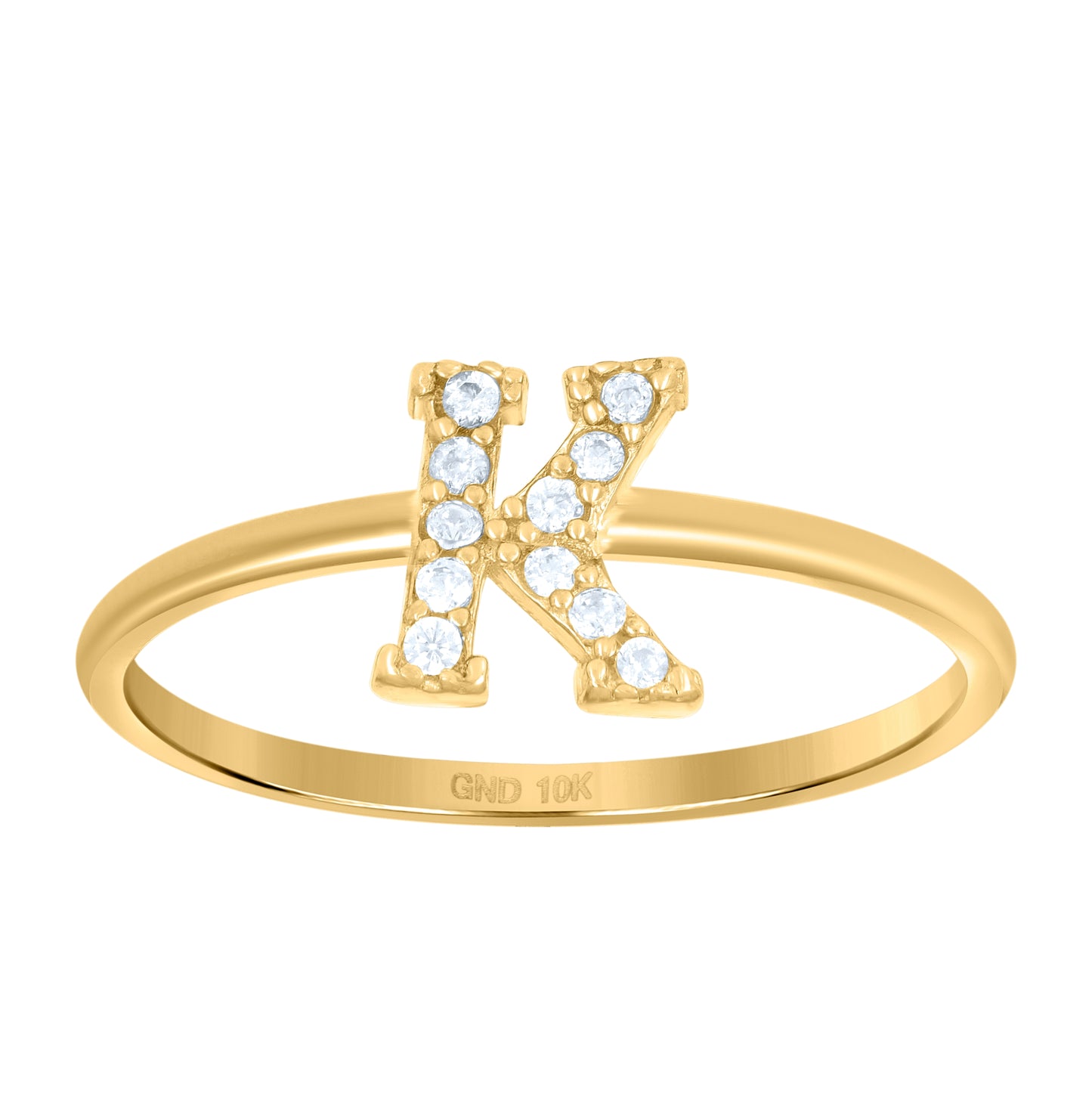 10K Yellow Gold Womens Cubic Zirconia Initial Alphabet Bridal Anniversary Engagement Wedding Ring