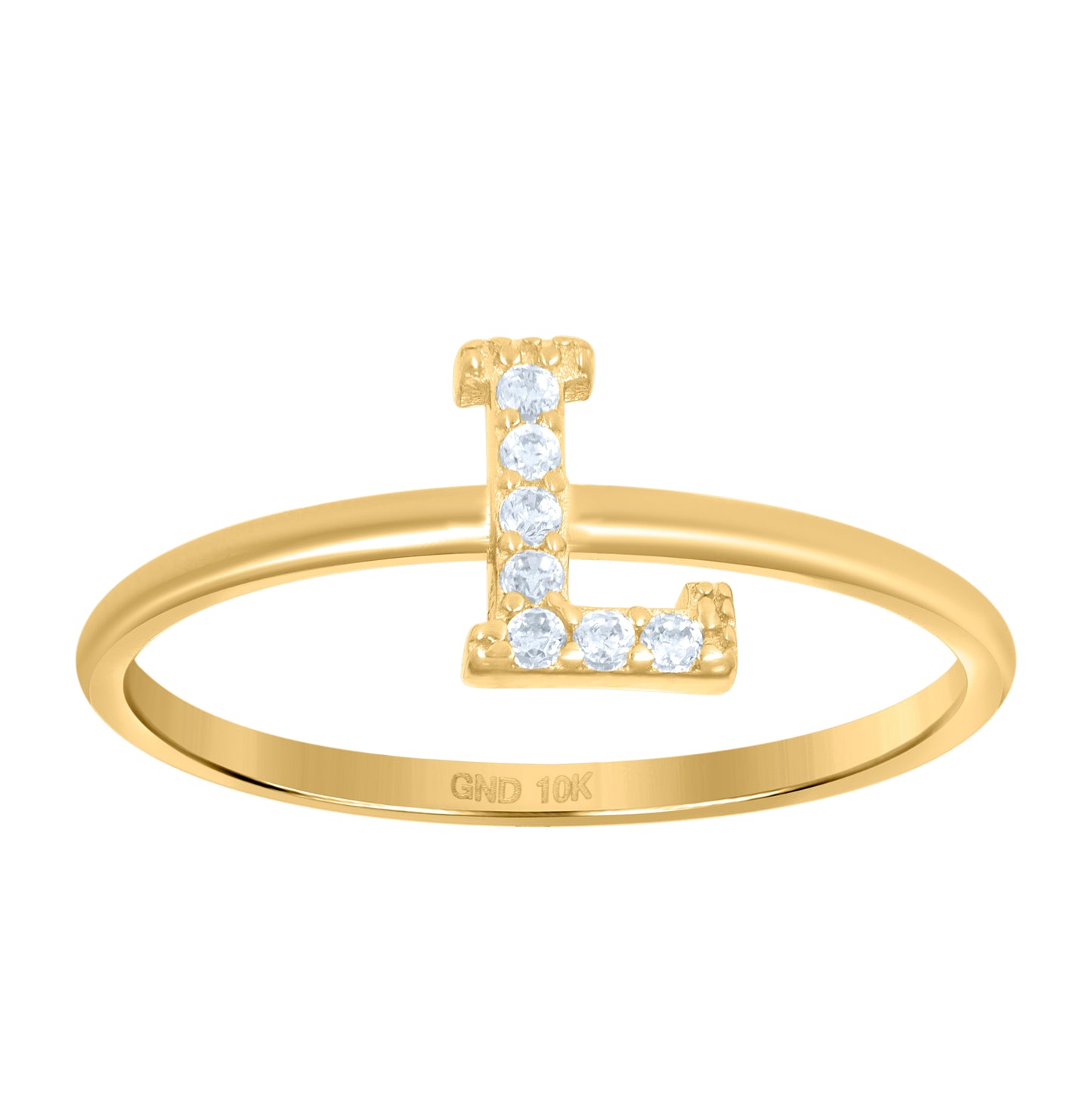 10K Yellow Gold Womens Cubic Zirconia Initial Alphabet Bridal Anniversary Engagement Wedding Ring