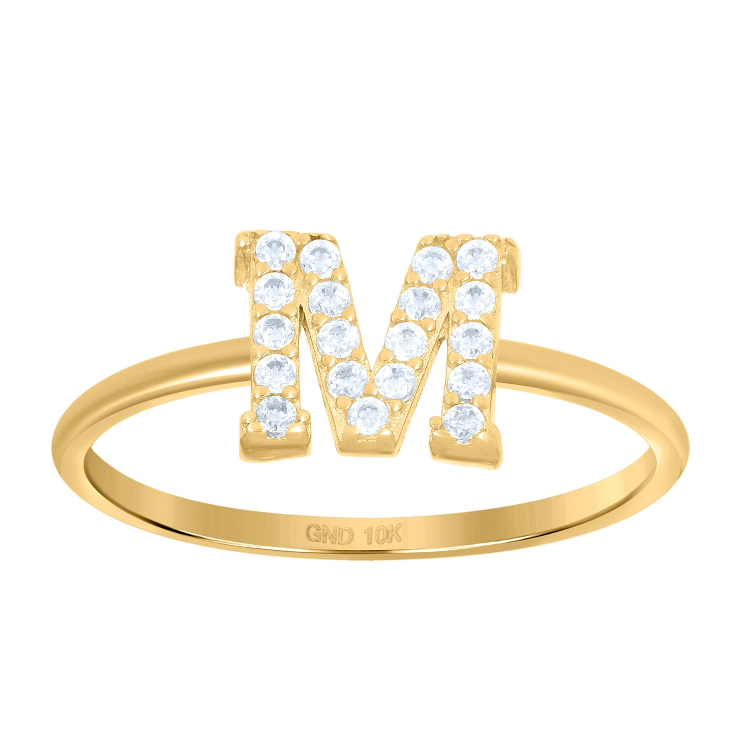 10K Yellow Gold Womens Cubic Zirconia Initial Alphabet Bridal Anniversary Engagement Wedding Ring