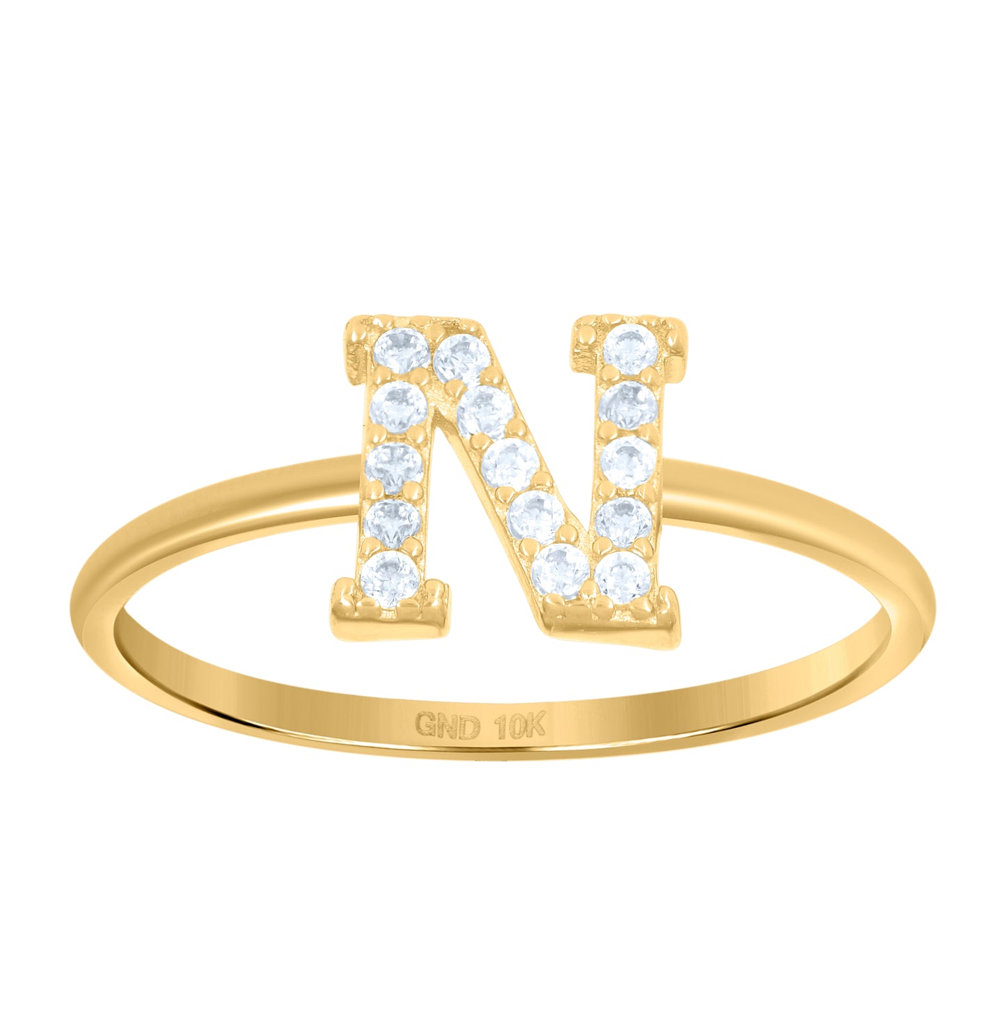 10K Yellow Gold Womens Cubic Zirconia Initial Alphabet Bridal Anniversary Engagement Wedding Ring