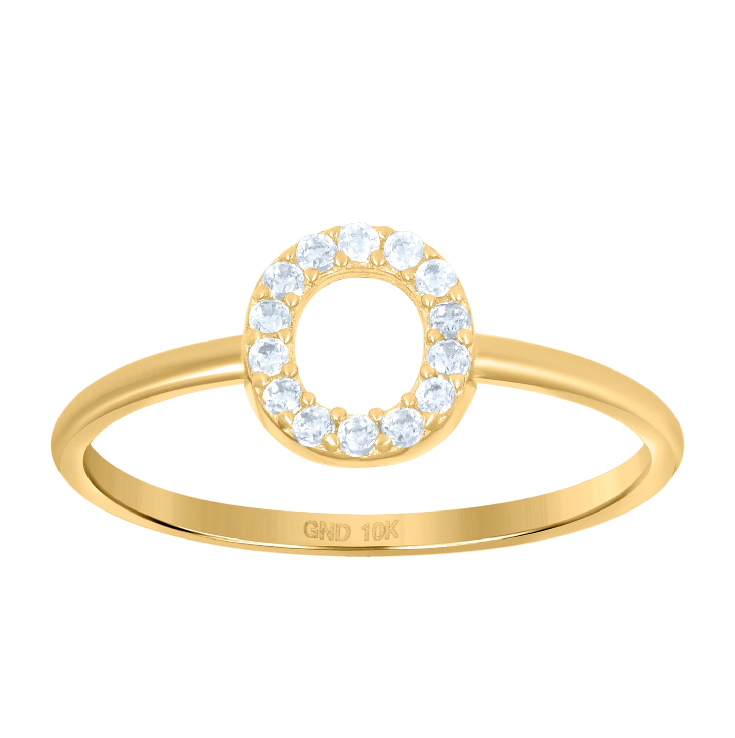 10K Yellow Gold Womens Cubic Zirconia Initial Alphabet Bridal Anniversary Engagement Wedding Ring