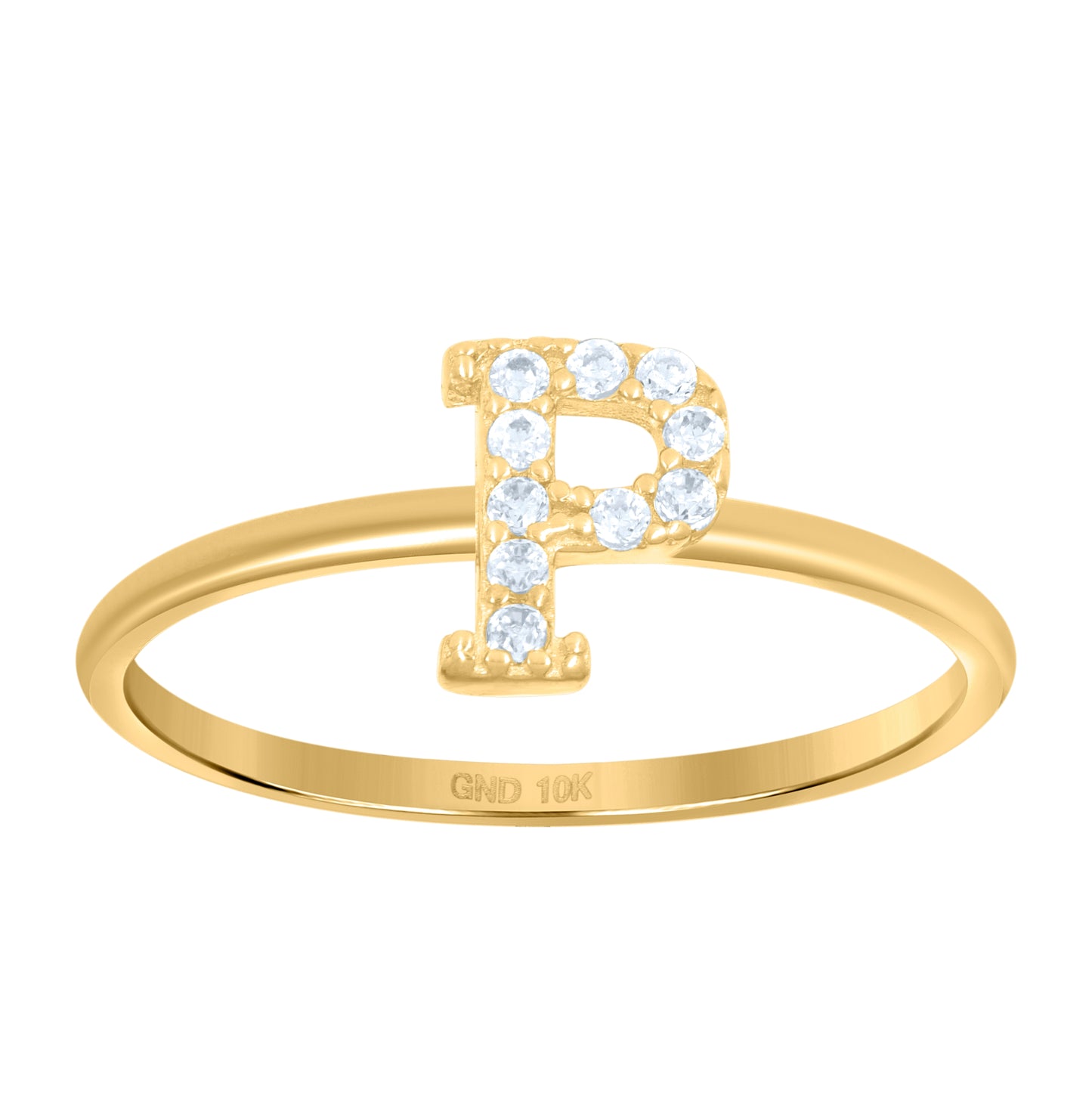 10K Yellow Gold Womens Cubic Zirconia Initial Alphabet Bridal Anniversary Engagement Wedding Ring