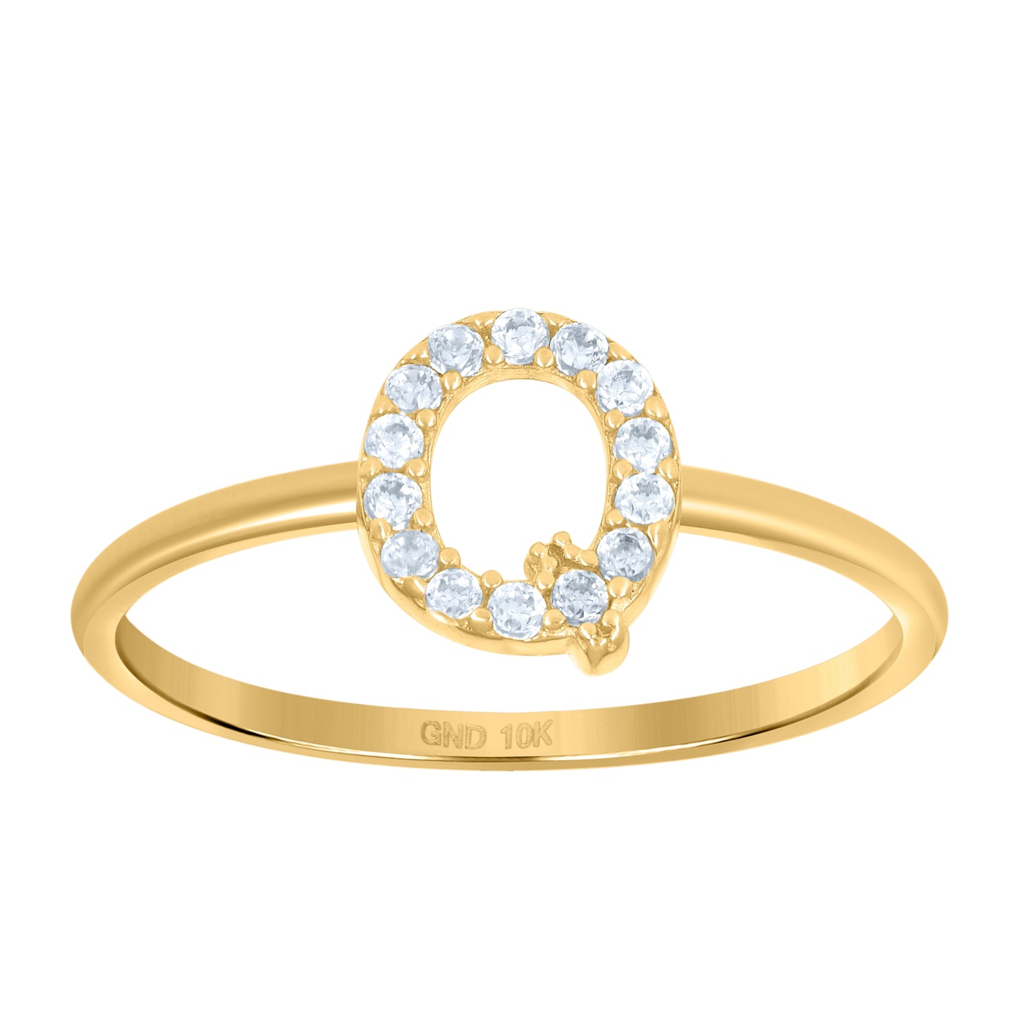 10K Yellow Gold Womens Cubic Zirconia Initial Alphabet Bridal Anniversary Engagement Wedding Ring