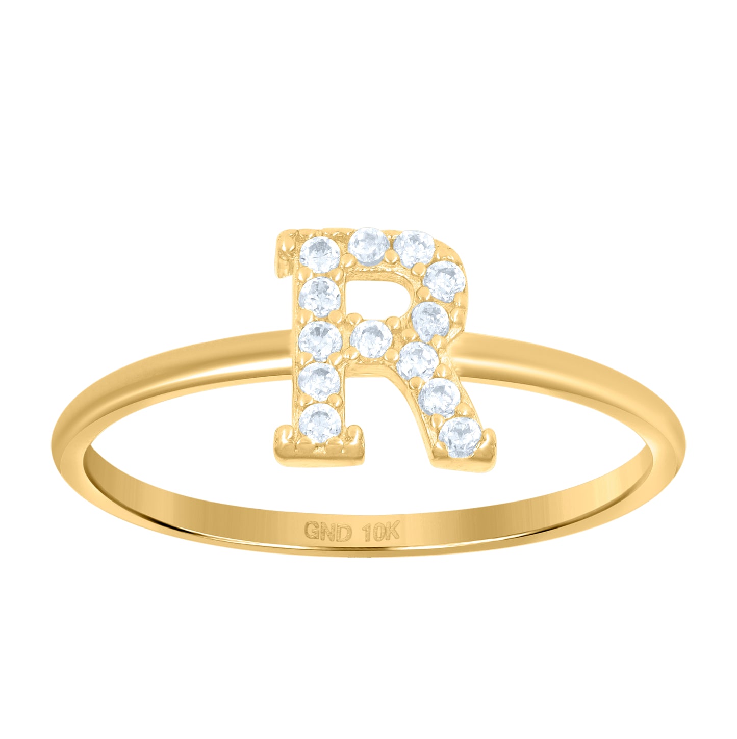 10K Yellow Gold Womens Cubic Zirconia Initial Alphabet Bridal Anniversary Engagement Wedding Ring
