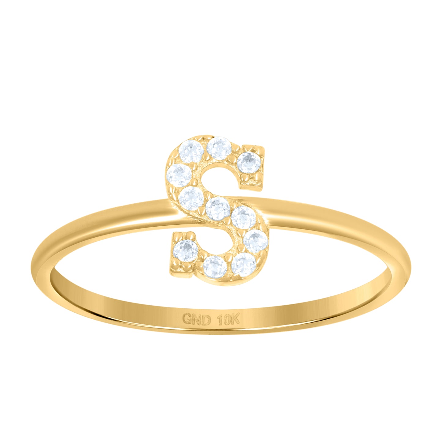 10K Yellow Gold Womens Cubic Zirconia Initial Alphabet Bridal Anniversary Engagement Wedding Ring