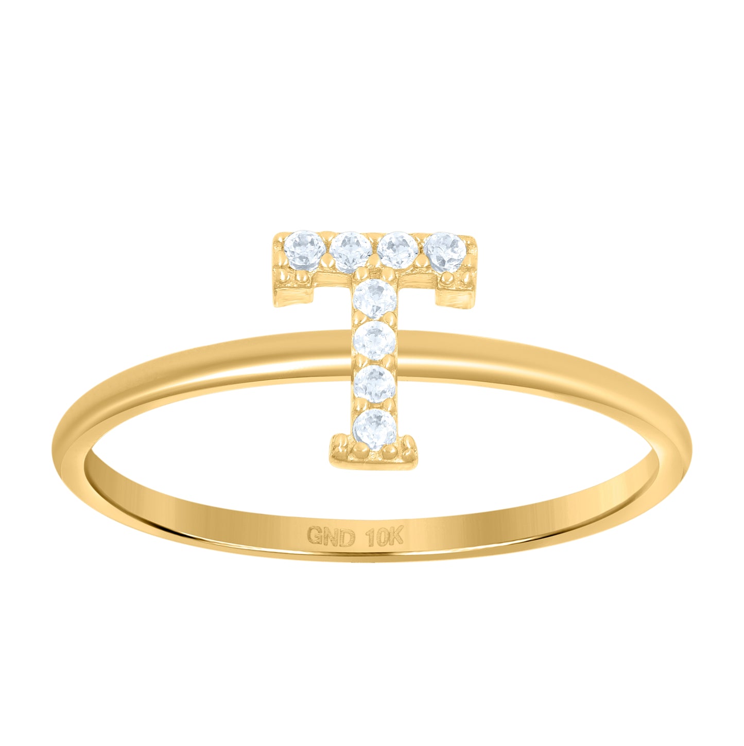 10K Yellow Gold Womens Cubic Zirconia Initial Alphabet Bridal Anniversary Engagement Wedding Ring