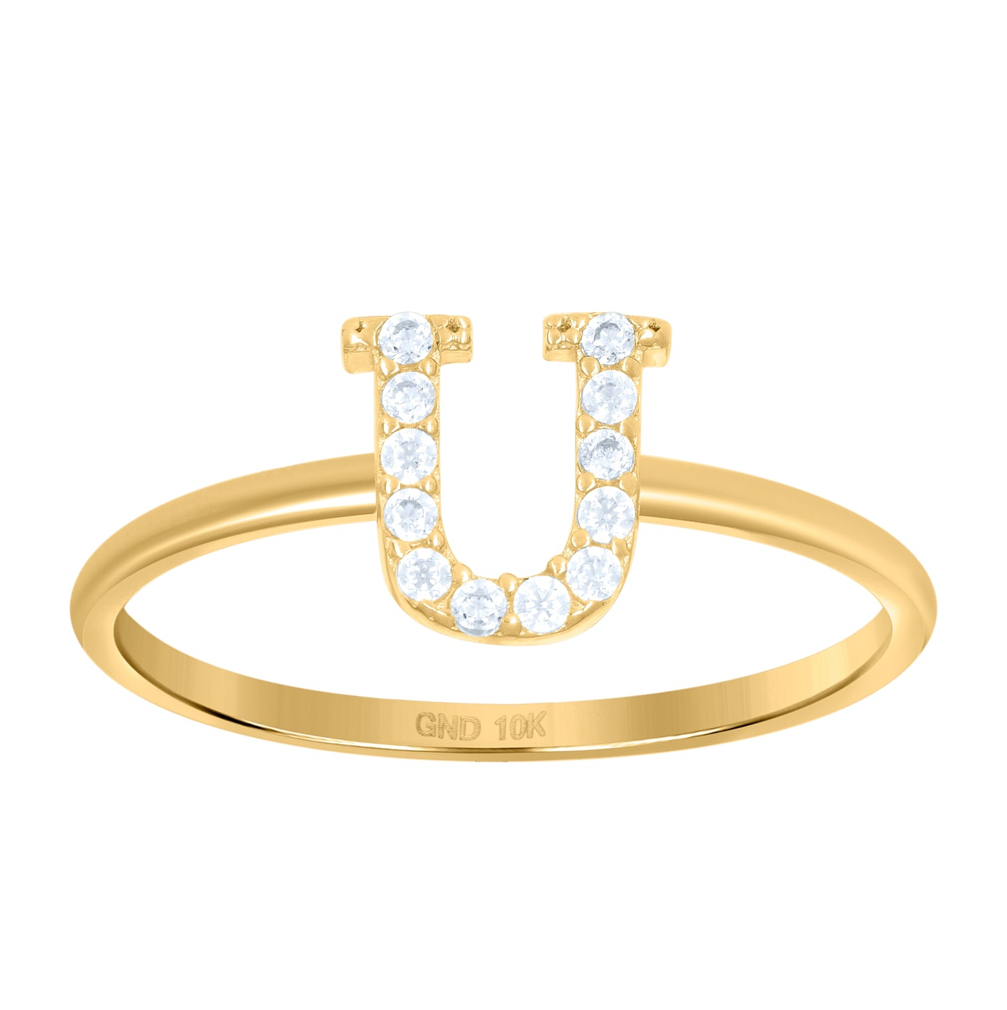 10K Yellow Gold Womens Cubic Zirconia Initial Alphabet Bridal Anniversary Engagement Wedding Ring