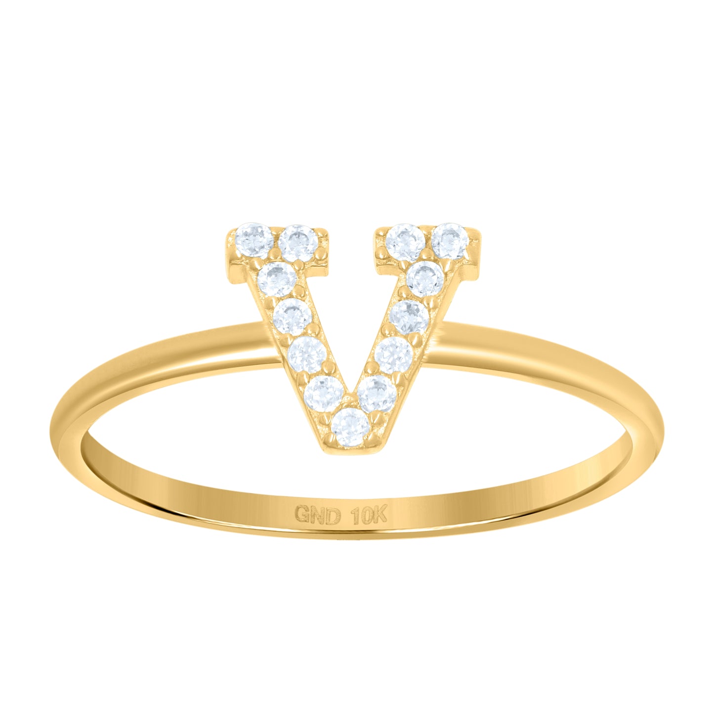 10K Yellow Gold Womens Cubic Zirconia Initial Alphabet Bridal Anniversary Engagement Wedding Ring