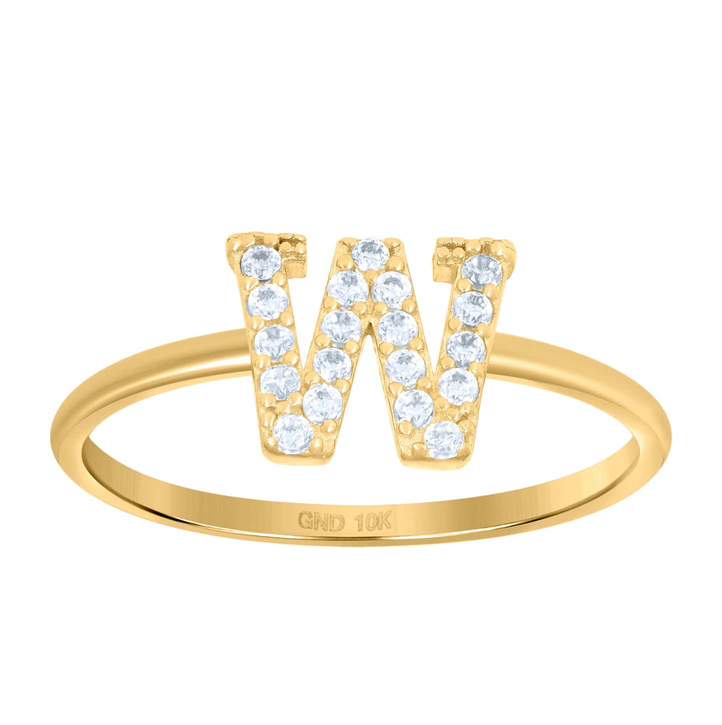 10K Yellow Gold Womens Cubic Zirconia Initial Alphabet Bridal Anniversary Engagement Wedding Ring