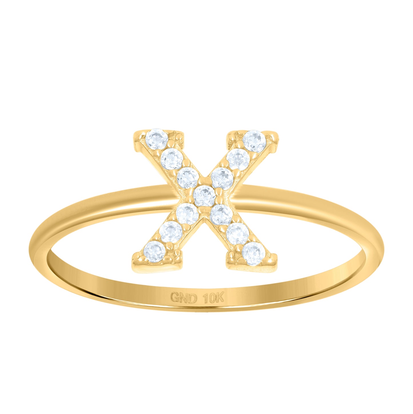 10K Yellow Gold Womens Cubic Zirconia Initial Alphabet Bridal Anniversary Engagement Wedding Ring