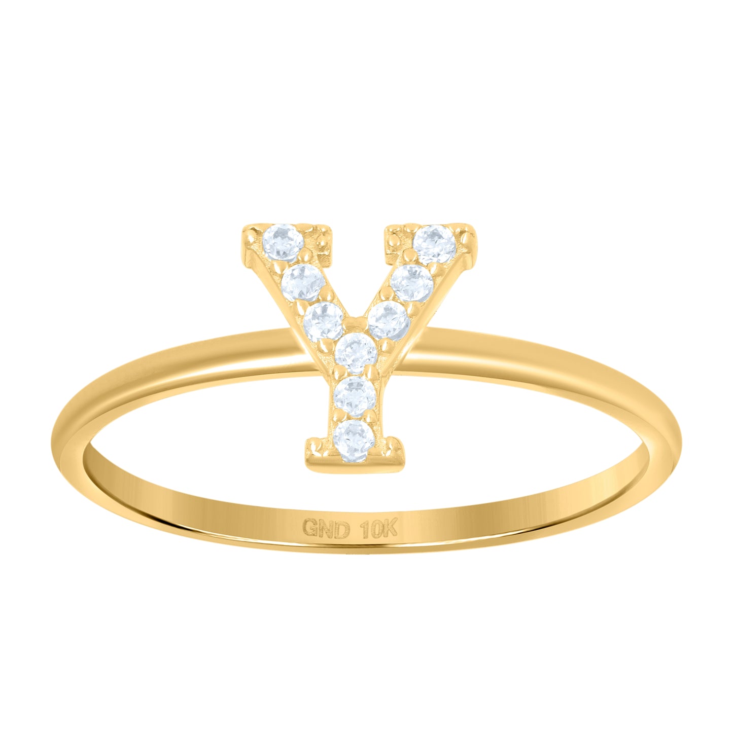 10K Yellow Gold Womens Cubic Zirconia Initial Alphabet Bridal Anniversary Engagement Wedding Ring