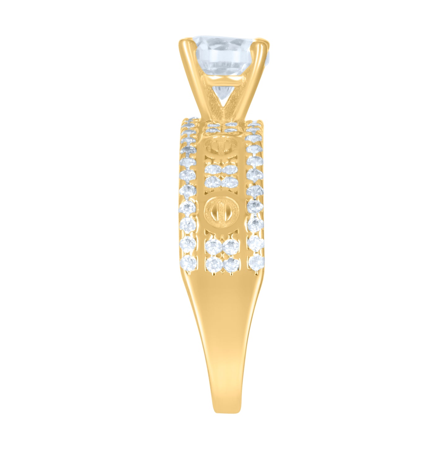 10K Yellow Gold Womens Cubic-Zirconia Bridal Engagement Ring