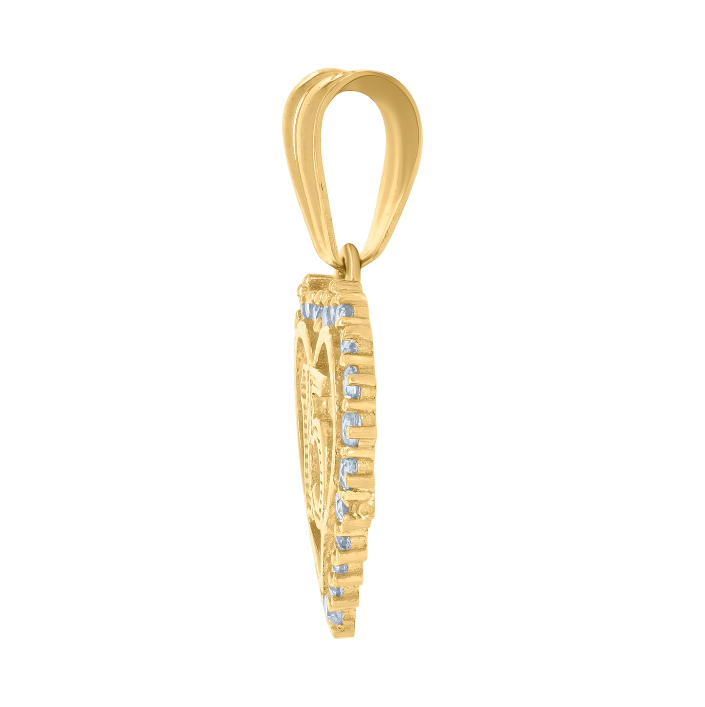 10K Yellow Gold Womens Cubic-Zirconia Anos 15 Heart Quinceanera Charm Pendant