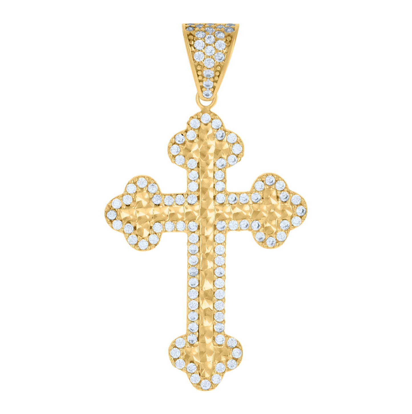10K Yellow Gold Mens Cubic-Zirconia Cross Religious Charm Pendant