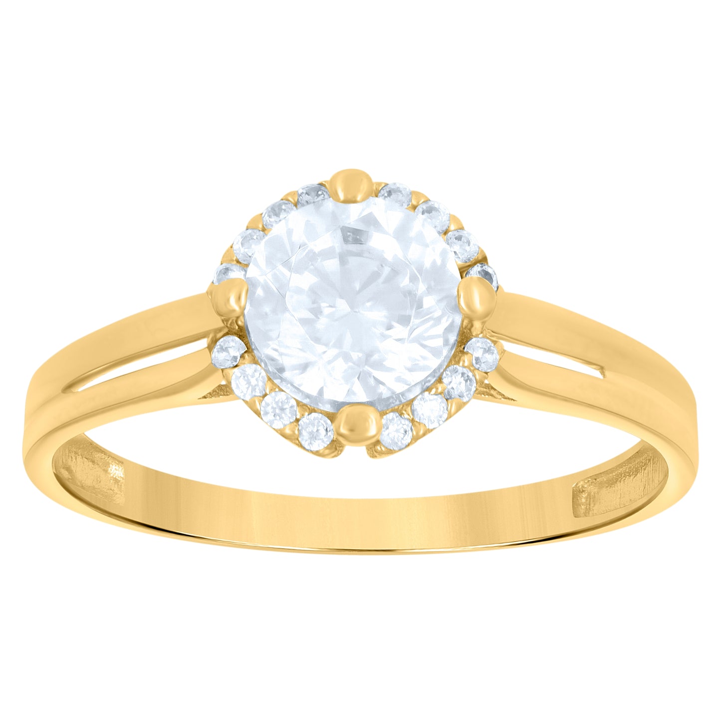14K Yellow Gold Womens Cubic-Zirconia Fashion Ring