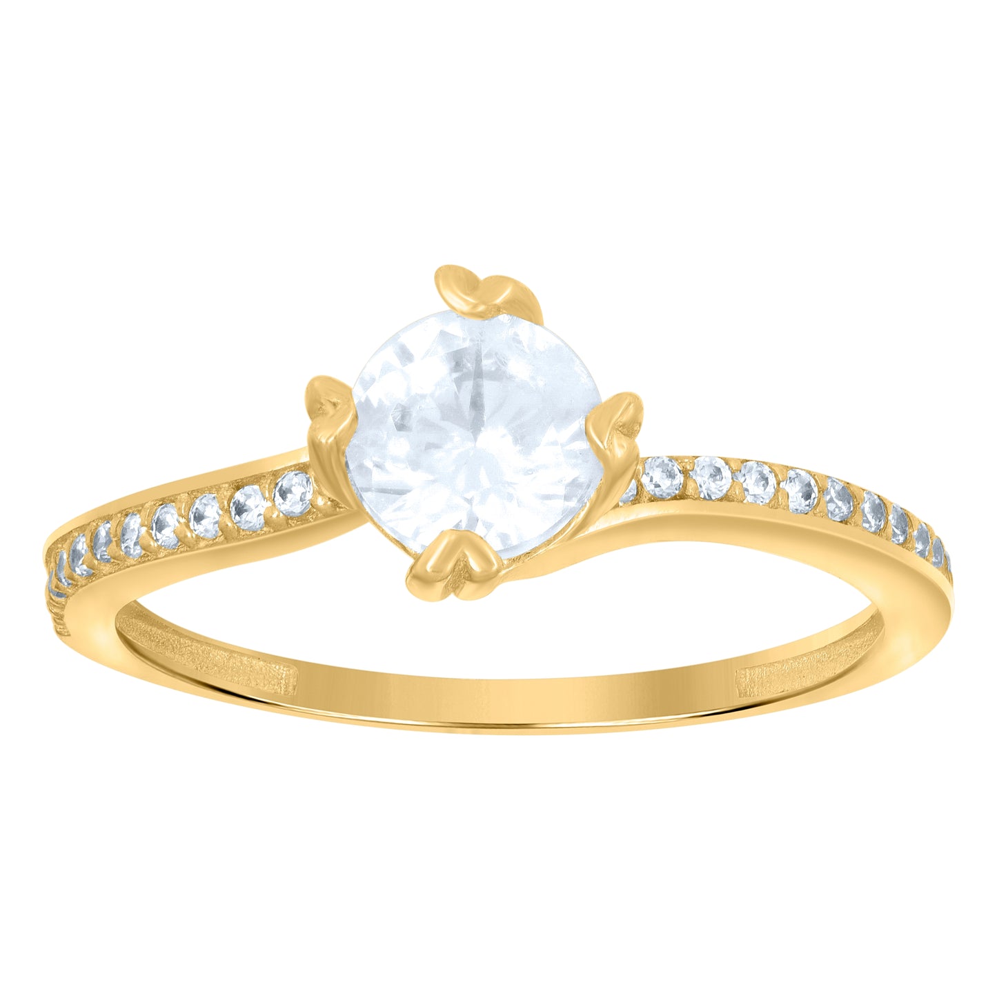 14K Yellow Gold Womens Cubic-Zirconia Engagement Ring