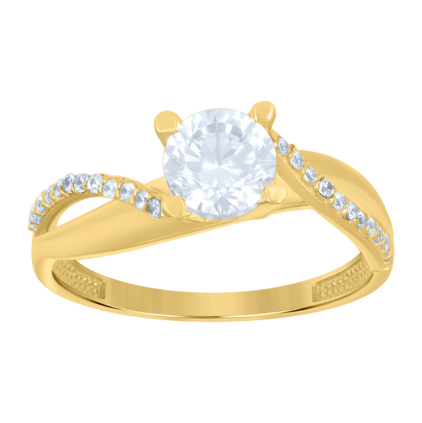 14K Yellow Gold Womens Cubic-Zirconia Engagement Ring