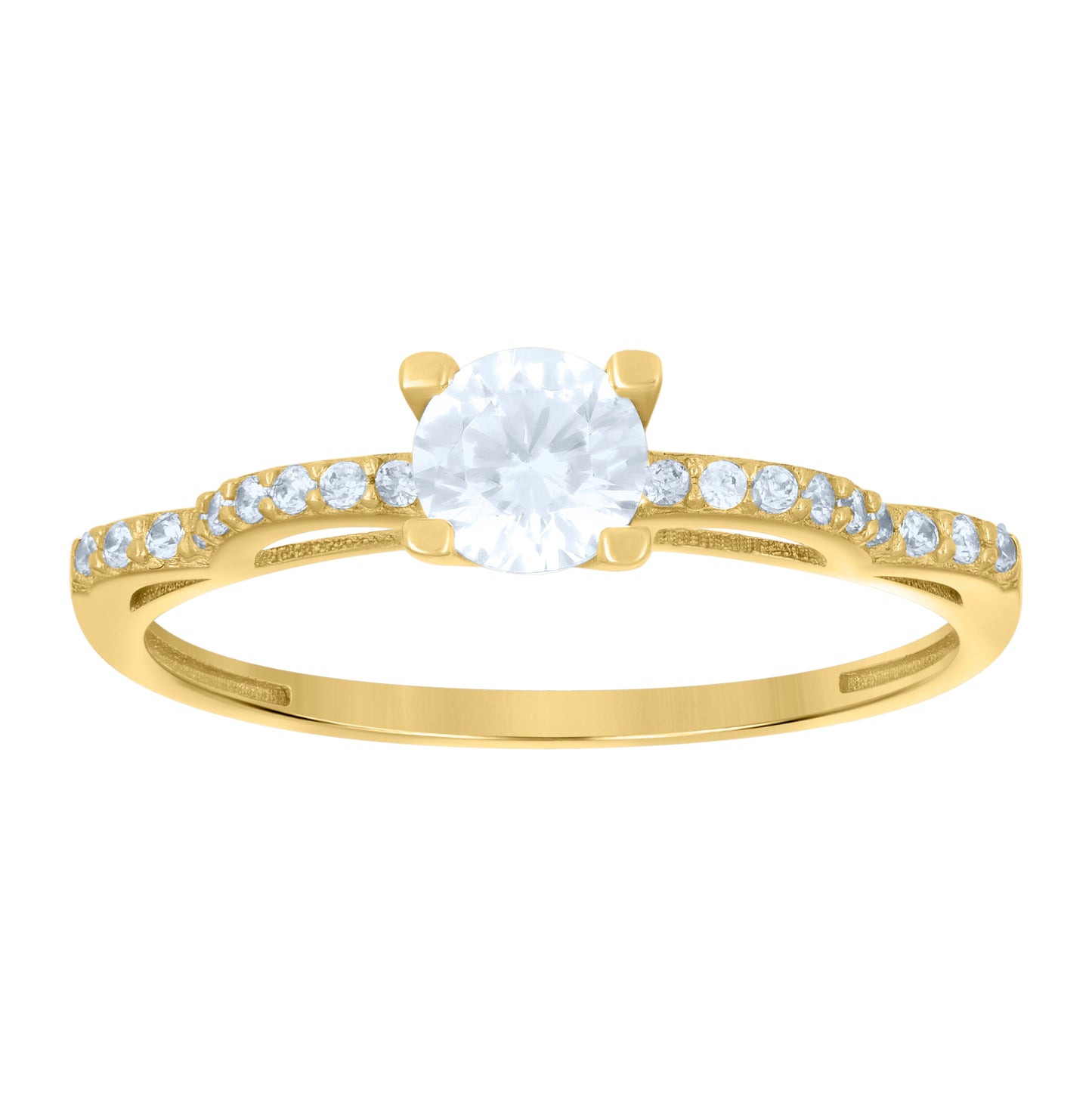14K Yellow Gold Womens Cubic-Zirconia Fashion Ring