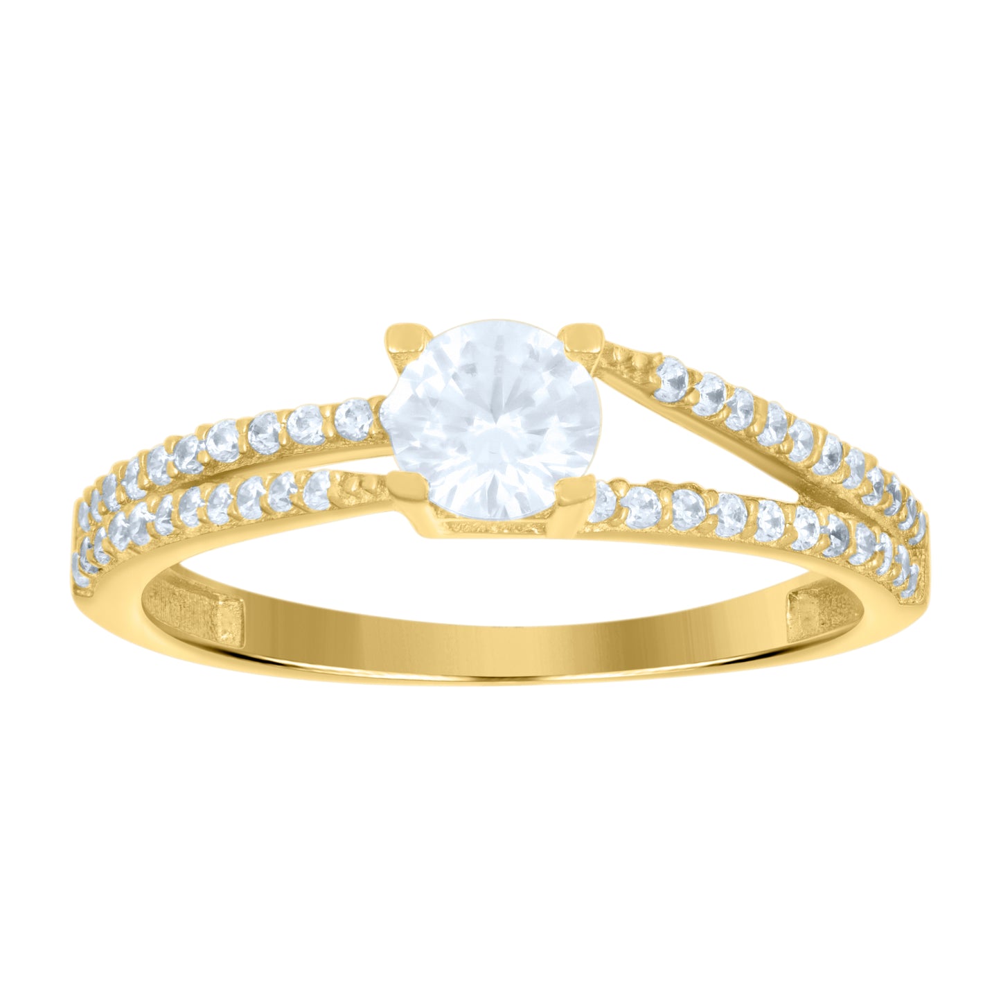 14K Yellow Gold Womens Cubic-Zirconia Fashion Ring