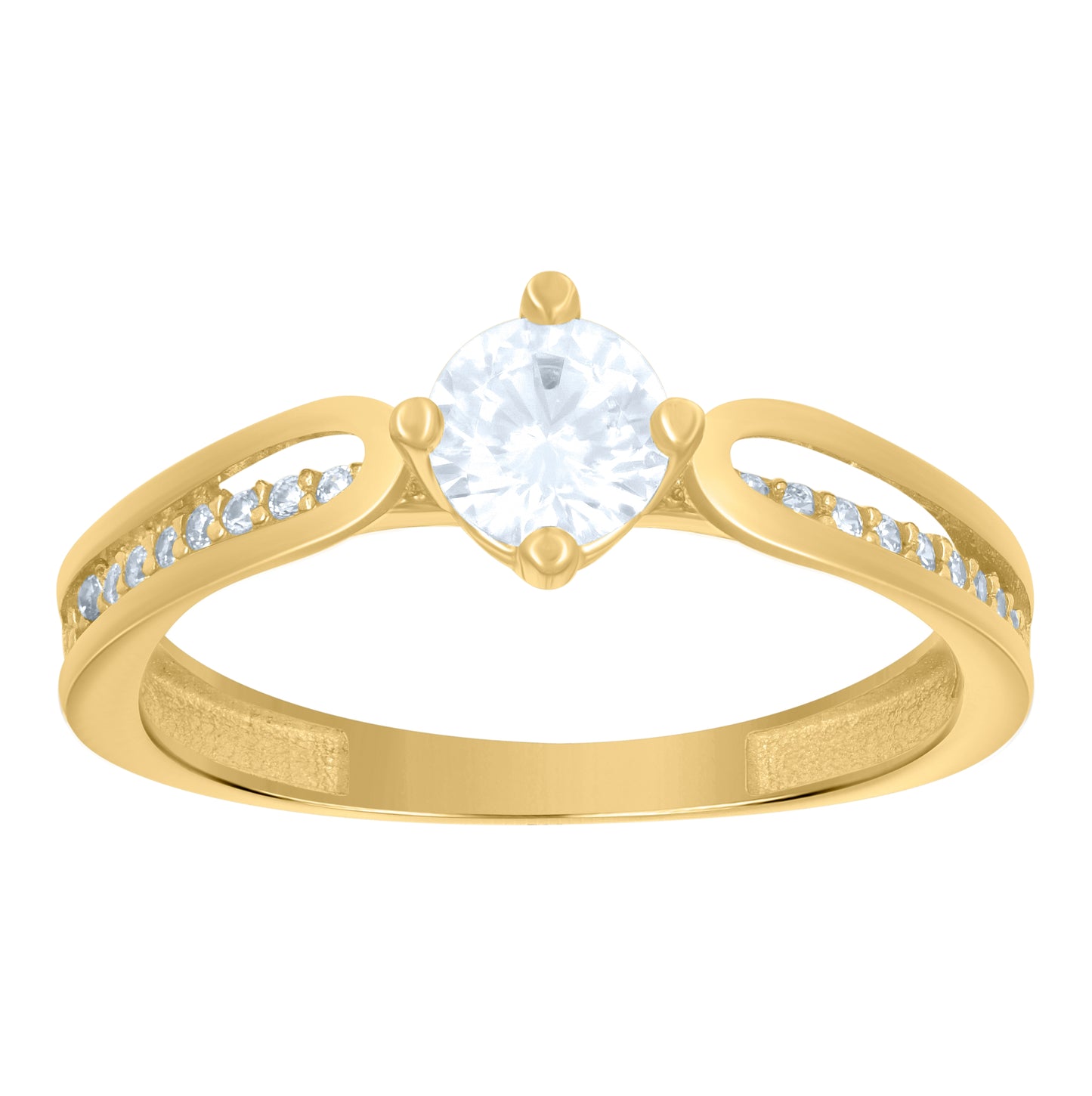 14K Yellow Gold Womens Cubic-Zirconia Engagement Ring