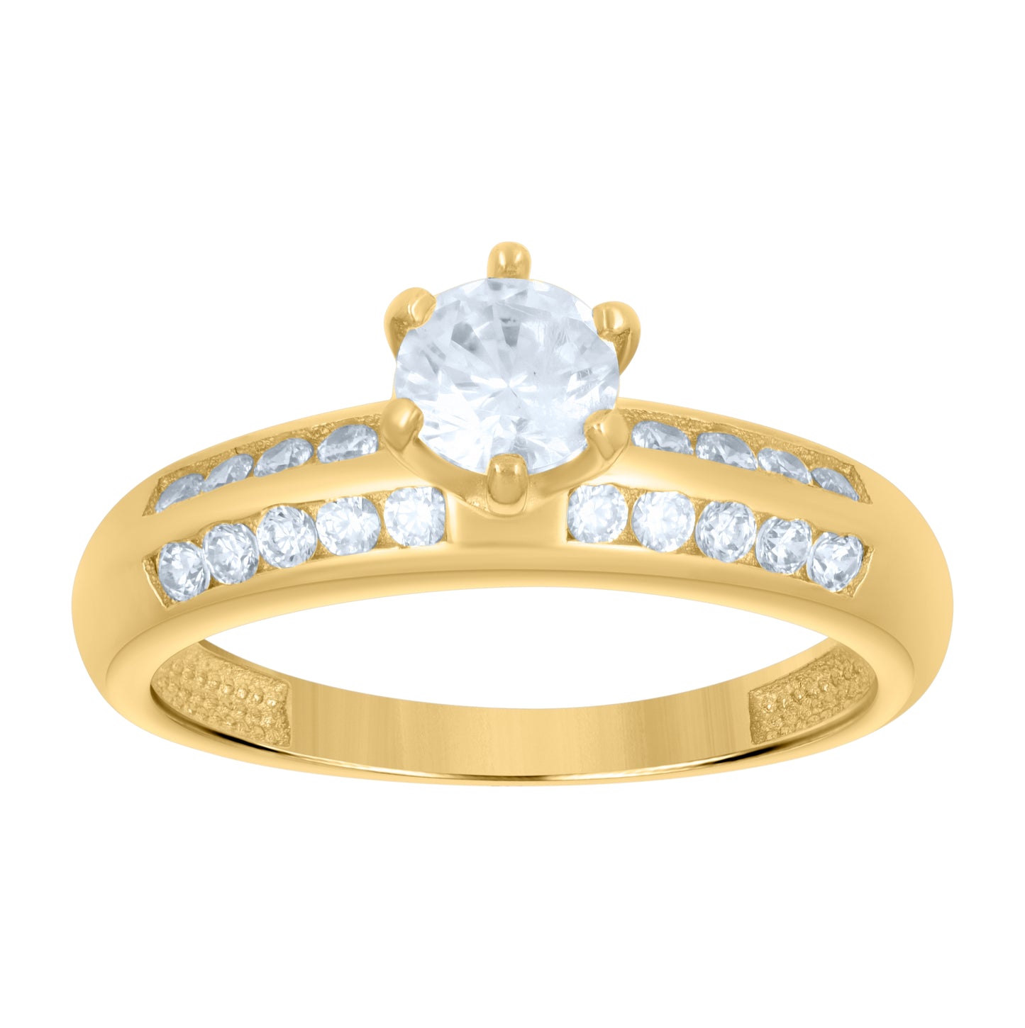 14K Yellow Gold Womens Cubic-Zirconia Engagement Ring