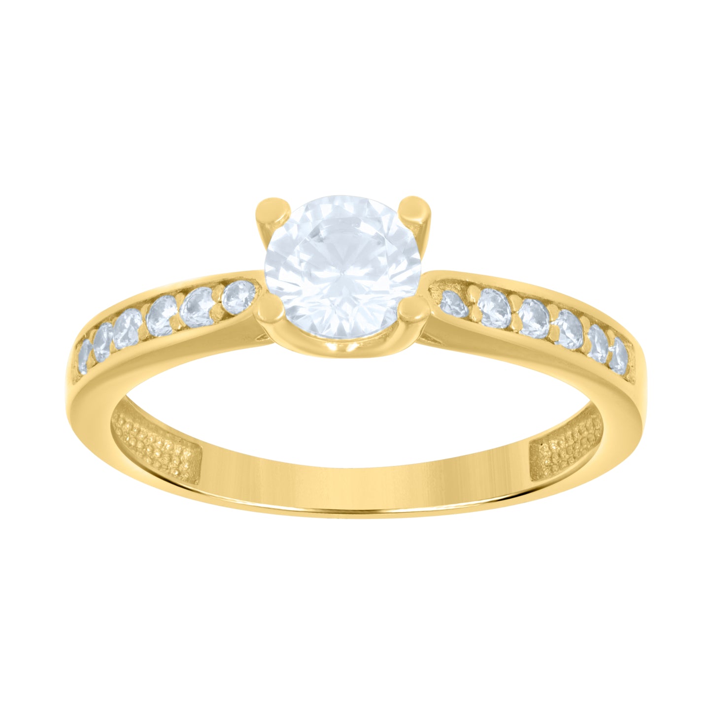 14K Yellow Gold Womens Cubic-Zirconia Engagement Ring