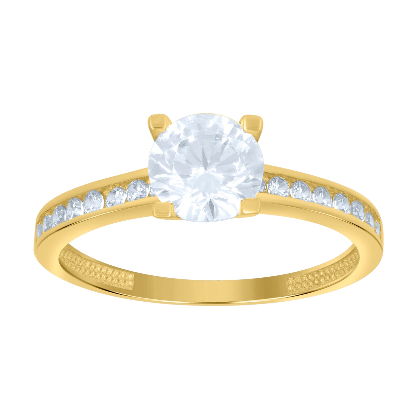 14K Yellow Gold Womens Cubic-Zirconia Engagement Ring
