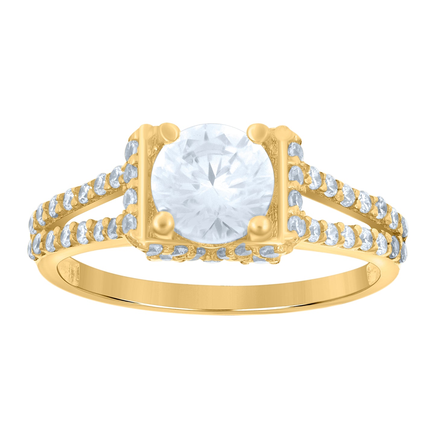 14K Yellow Gold Womens Cubic-Zirconia Duo Bridal Ring Set