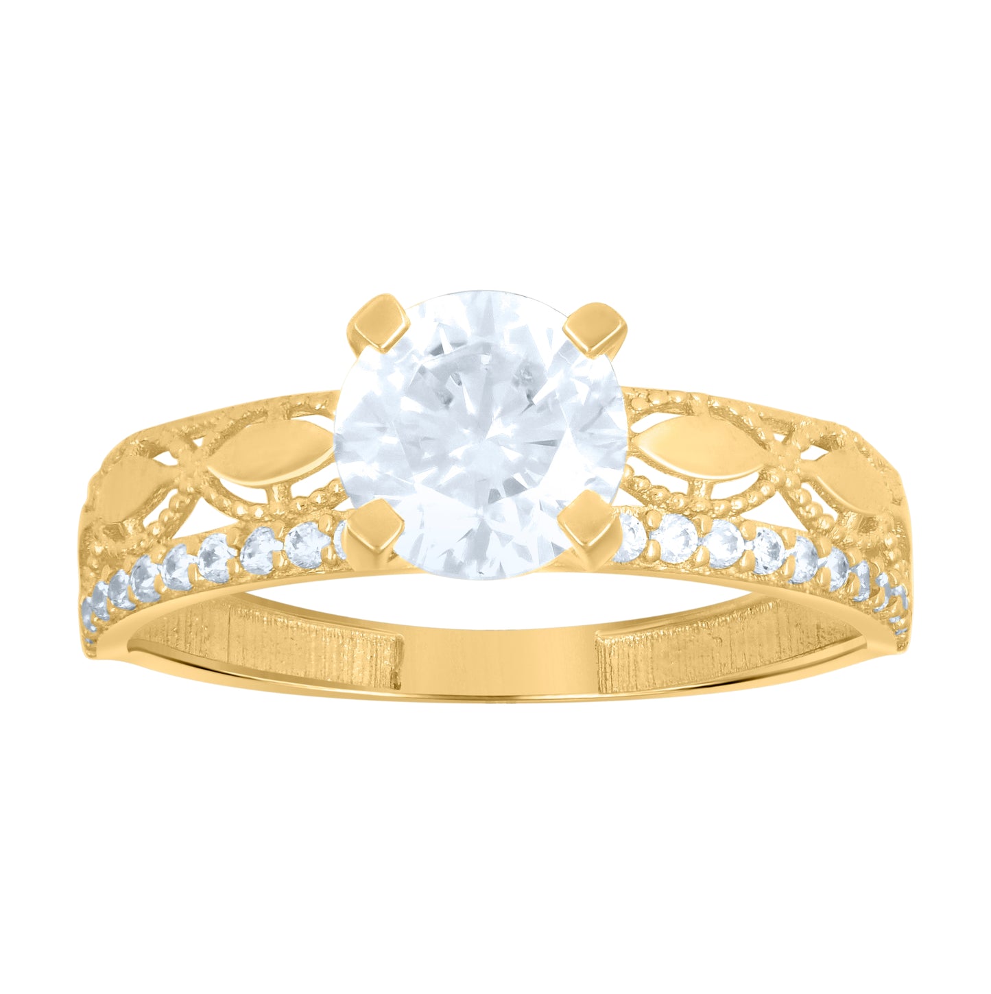 14K Yellow Gold Womens Cubic-Zirconia Duo Bridal Ring Set