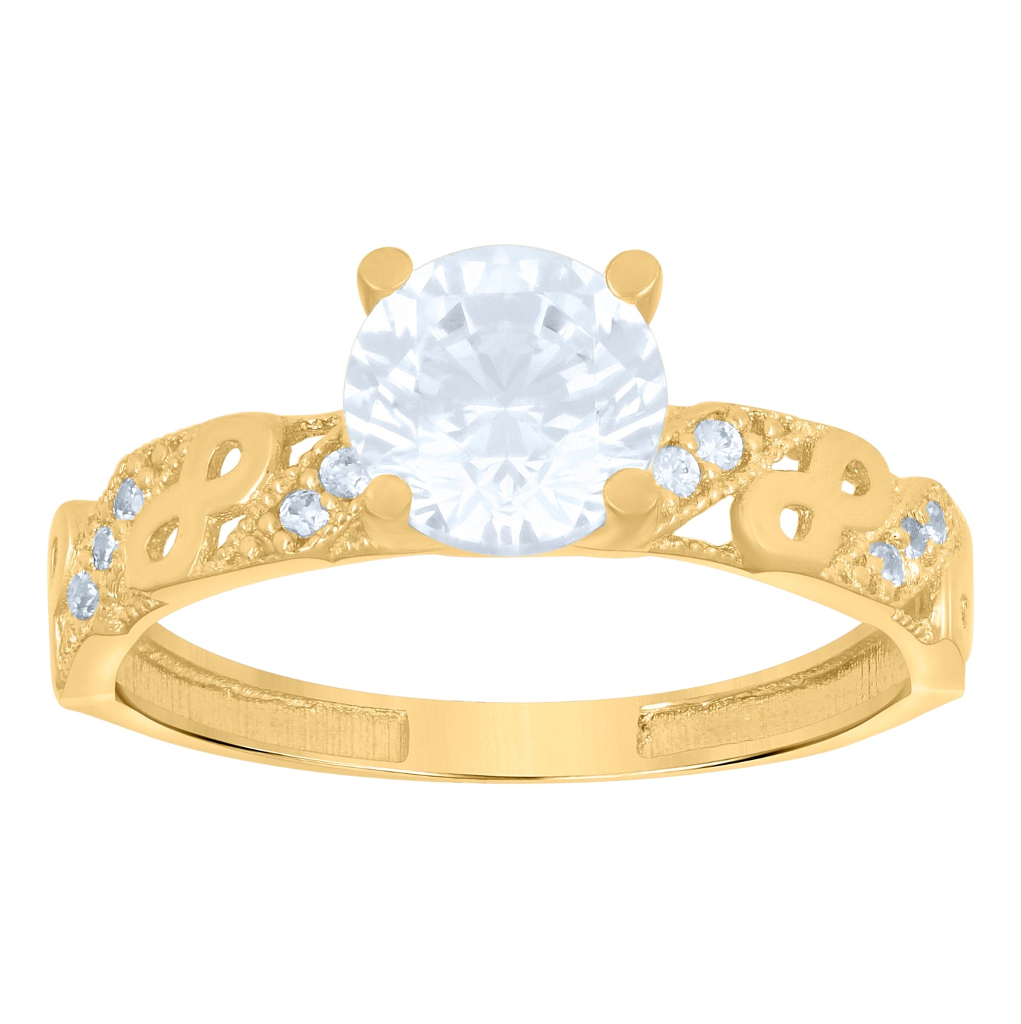 14K Yellow Gold Womens Cubic-Zirconia Infinity Duo Bridal Ring Set