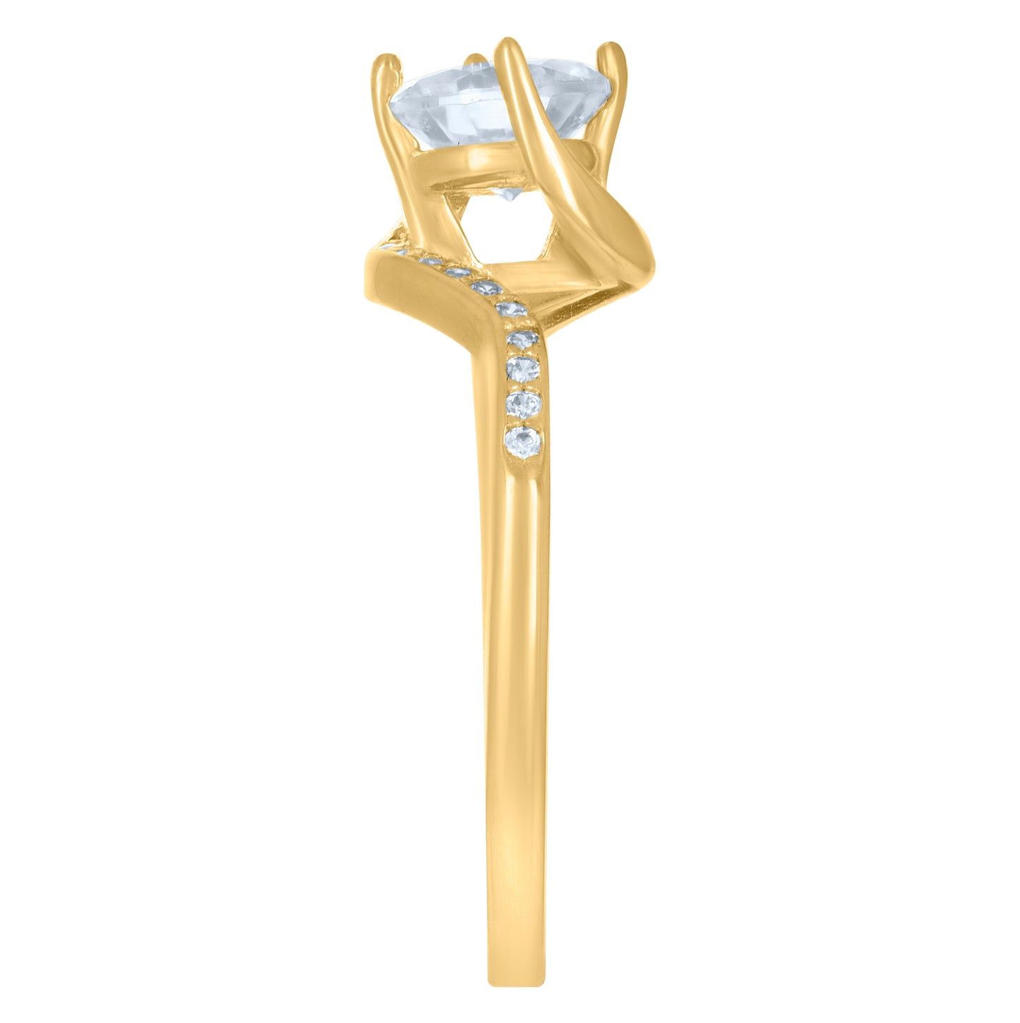 10K Yellow Gold Womens Cubic-Zirconia Fashion Ring
