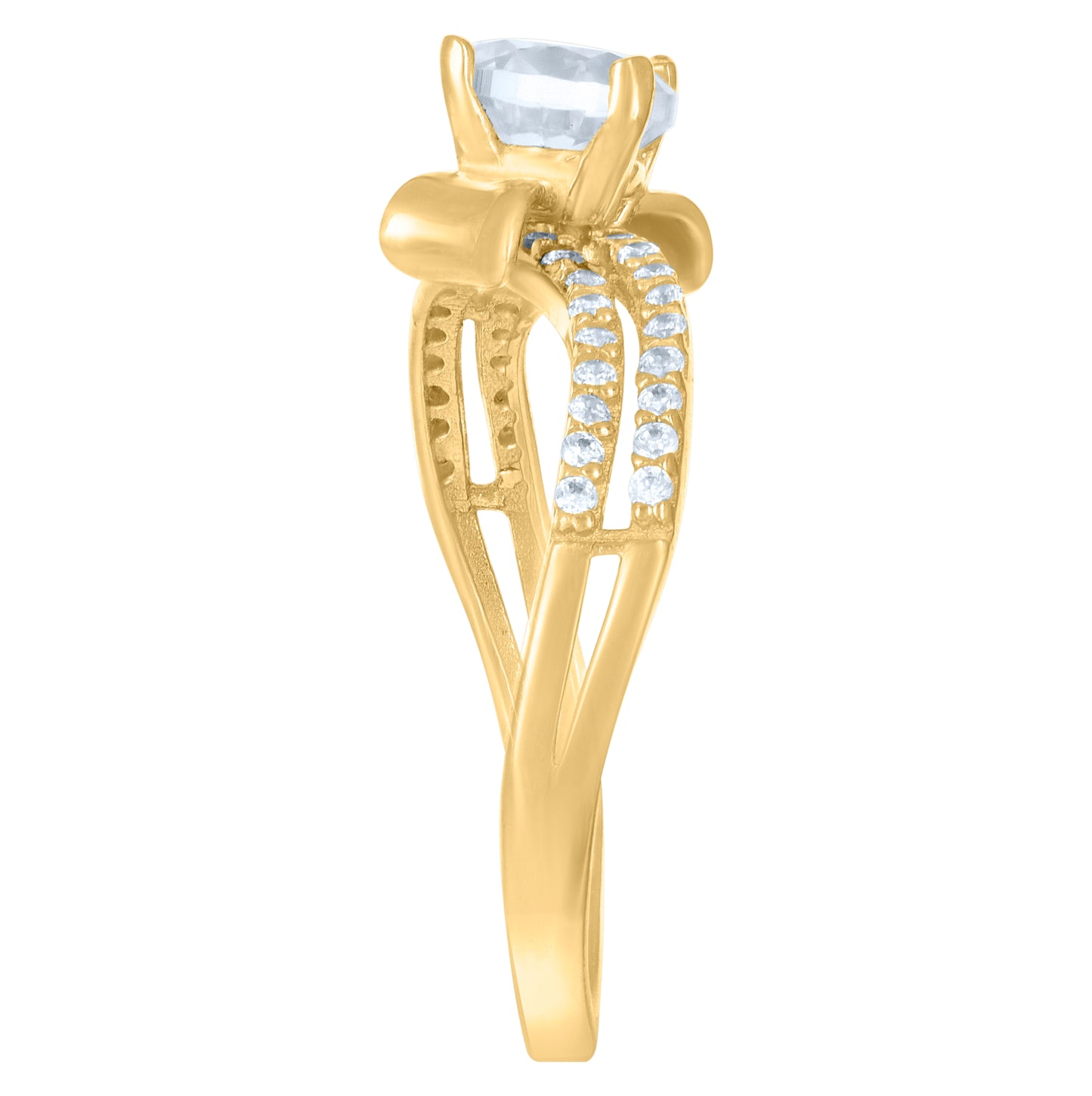 10K Yellow Gold Womens Cubic-Zirconia Bow Fashion Ring