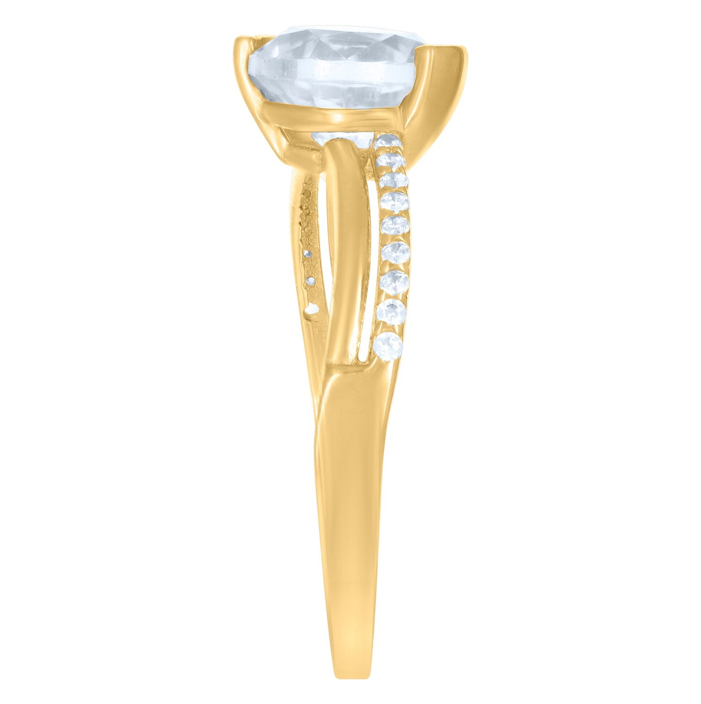 10K Yellow Gold Womens Cubic-Zirconia Fashion Ring