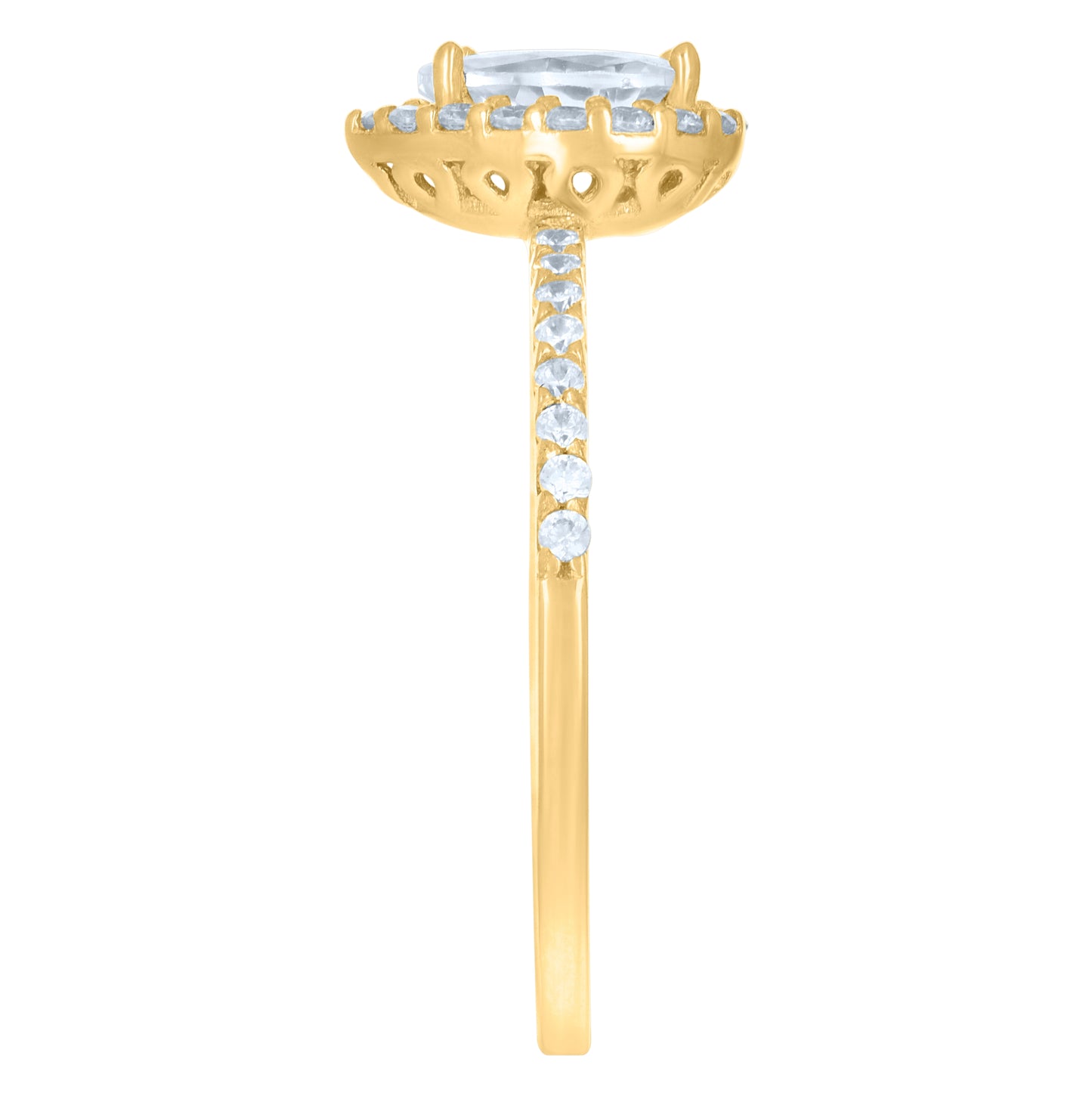 10K Yellow Gold Womens Cubic-Zirconia Engagement Ring