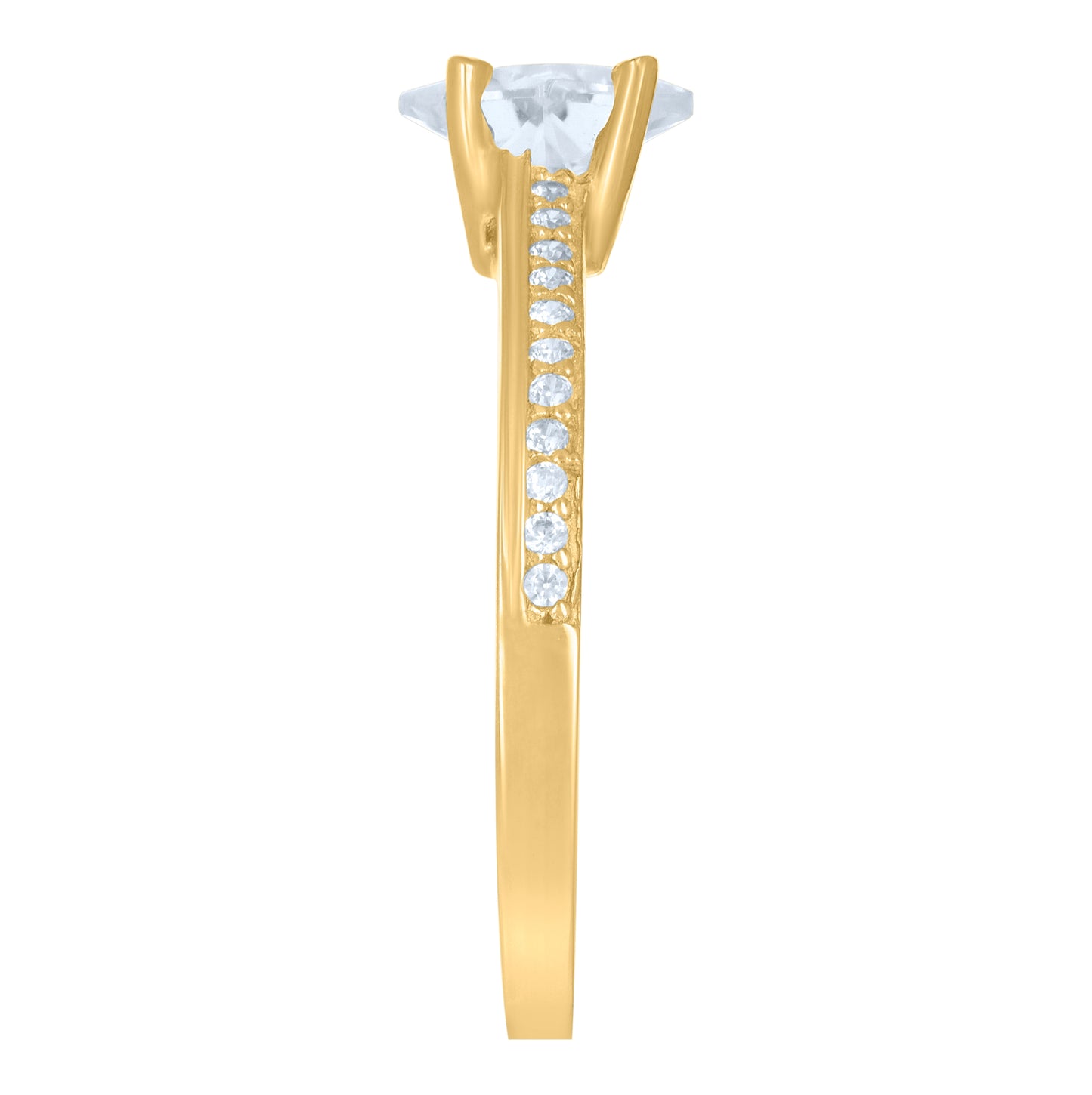 10K Yellow Gold Womens Cubic-Zirconia Engagement Ring