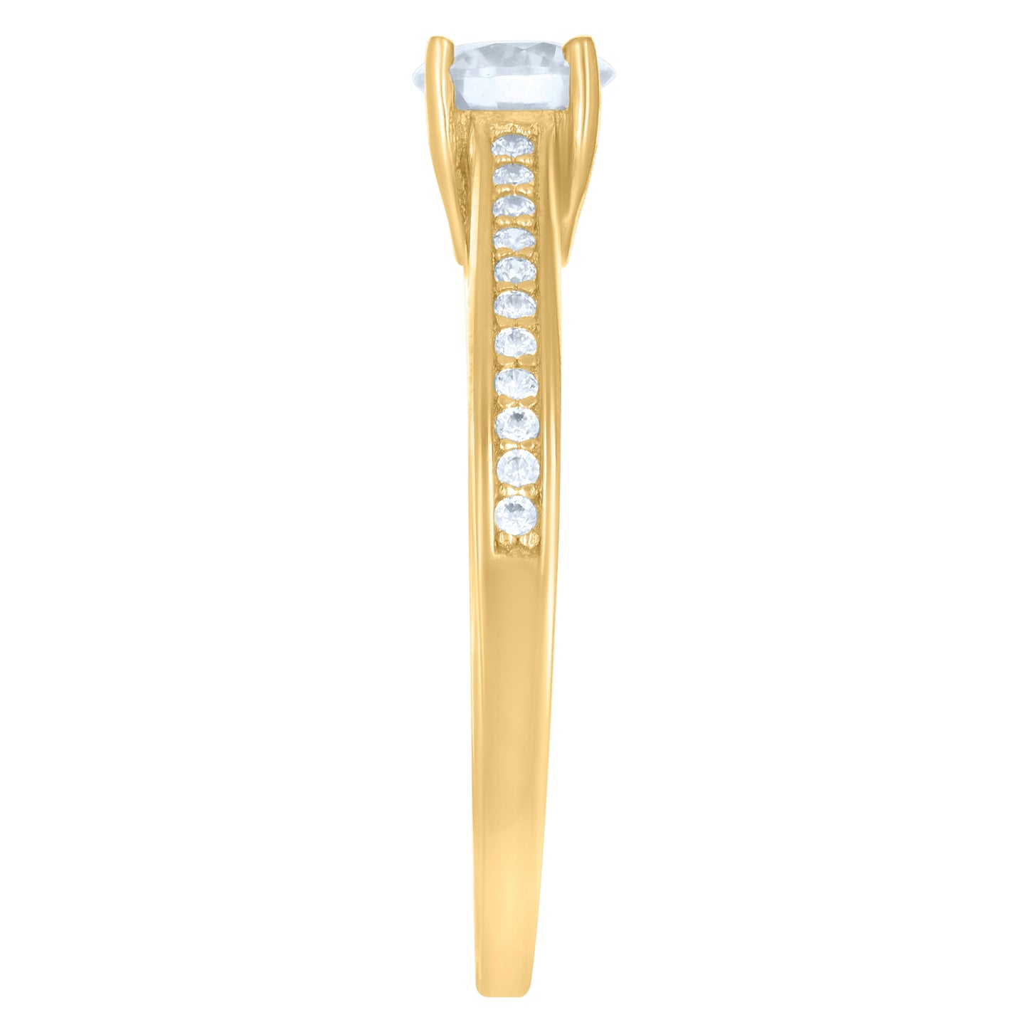 10K Yellow Gold Womens Cubic-Zirconia Engagement Ring
