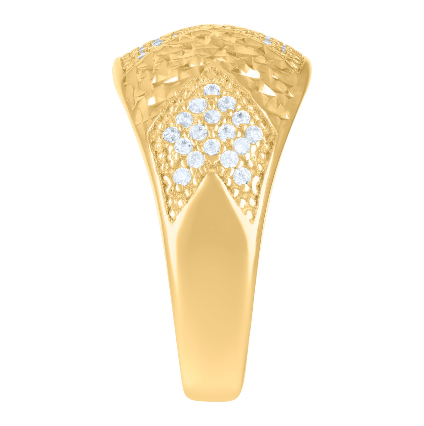 14K Yellow Gold Womens Cubic-Zirconia Fashion Ring