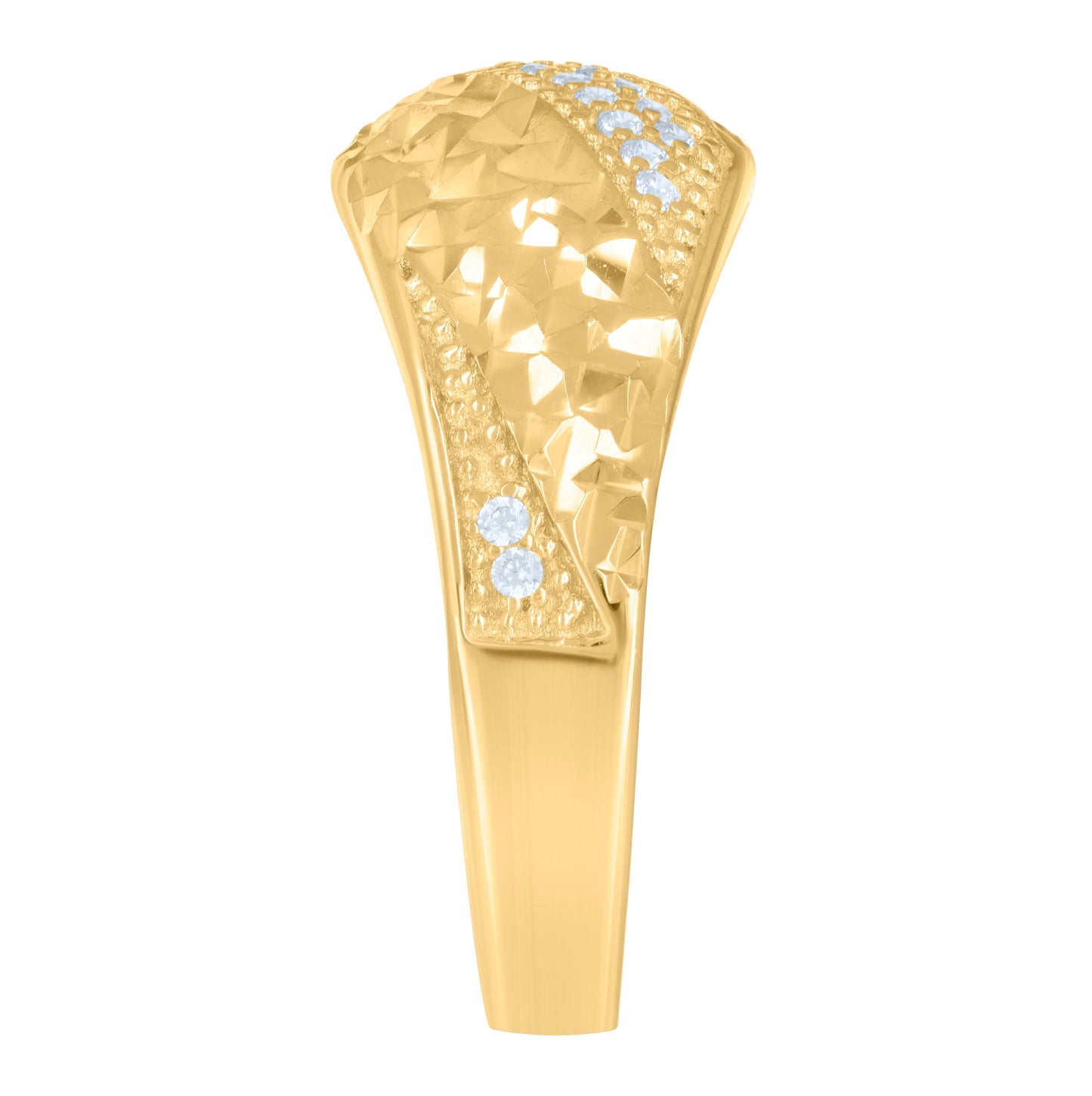 14K Yellow Gold Womens Cubic-Zirconia Fashion Ring