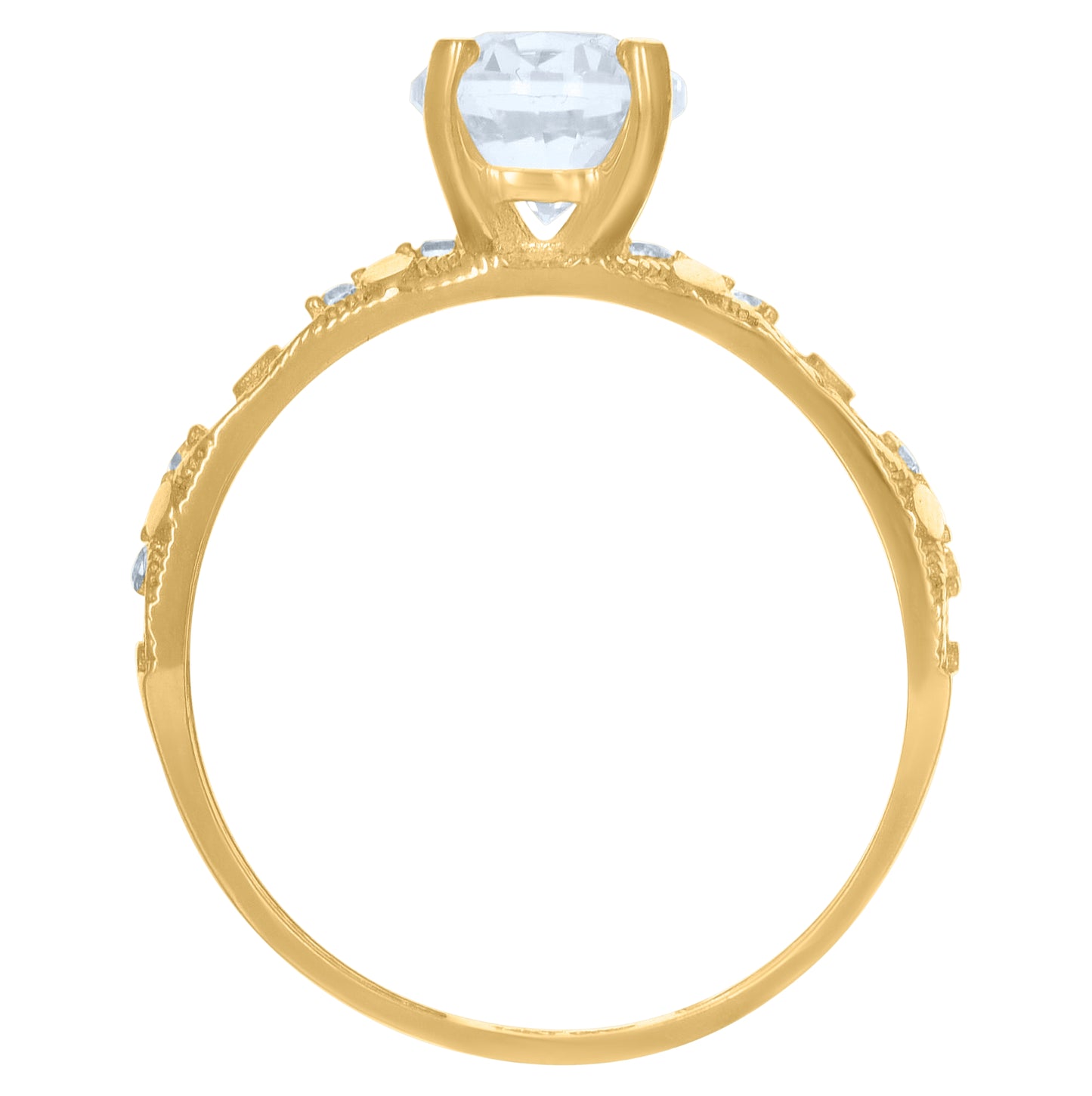 10K Yellow Gold Womens Cubic-Zirconia Trio Ring Set