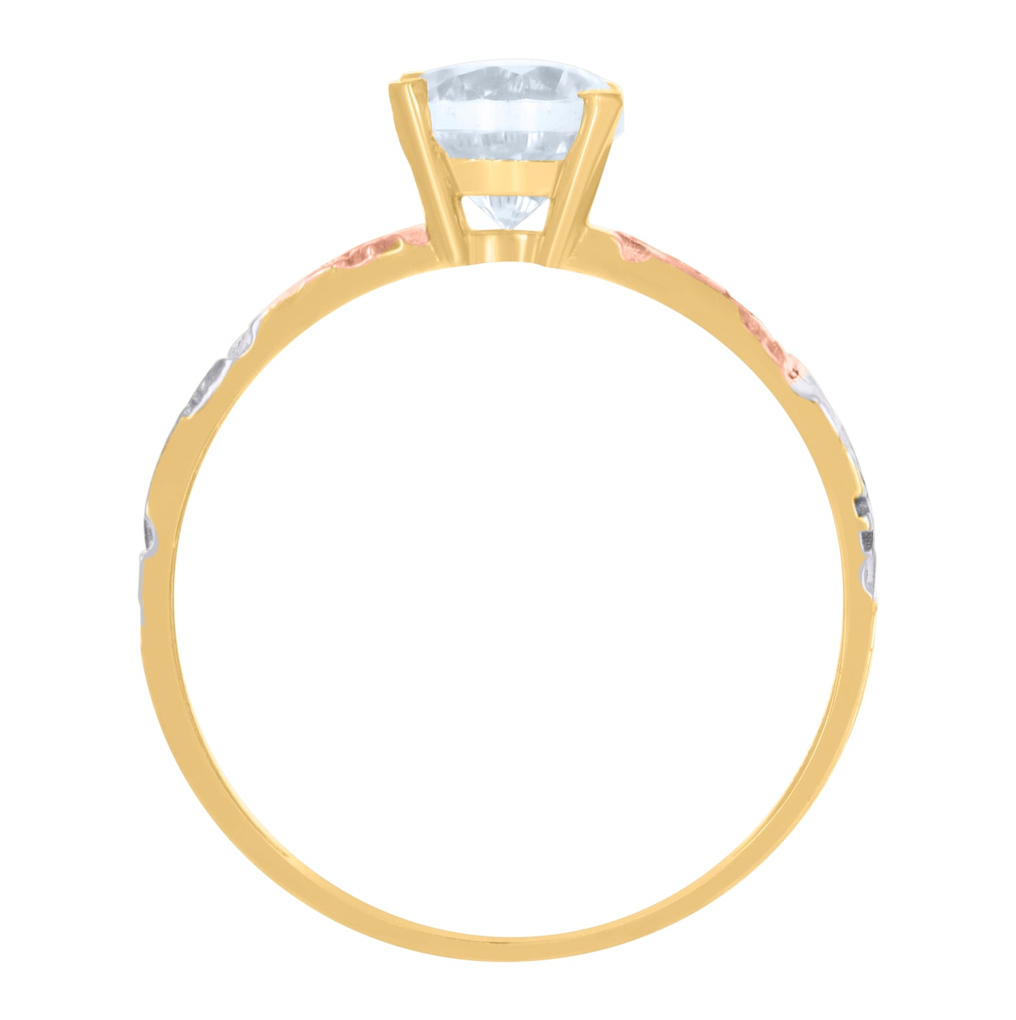 10K Tri-Color Gold Womens Cubic-Zirconia Trio Ring Set