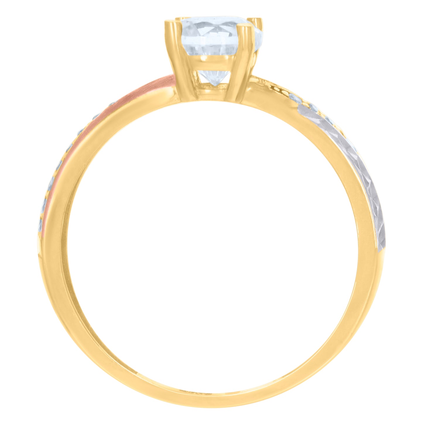 10K Tri-Color Gold Womens Cubic-Zirconia Trio Ring Set