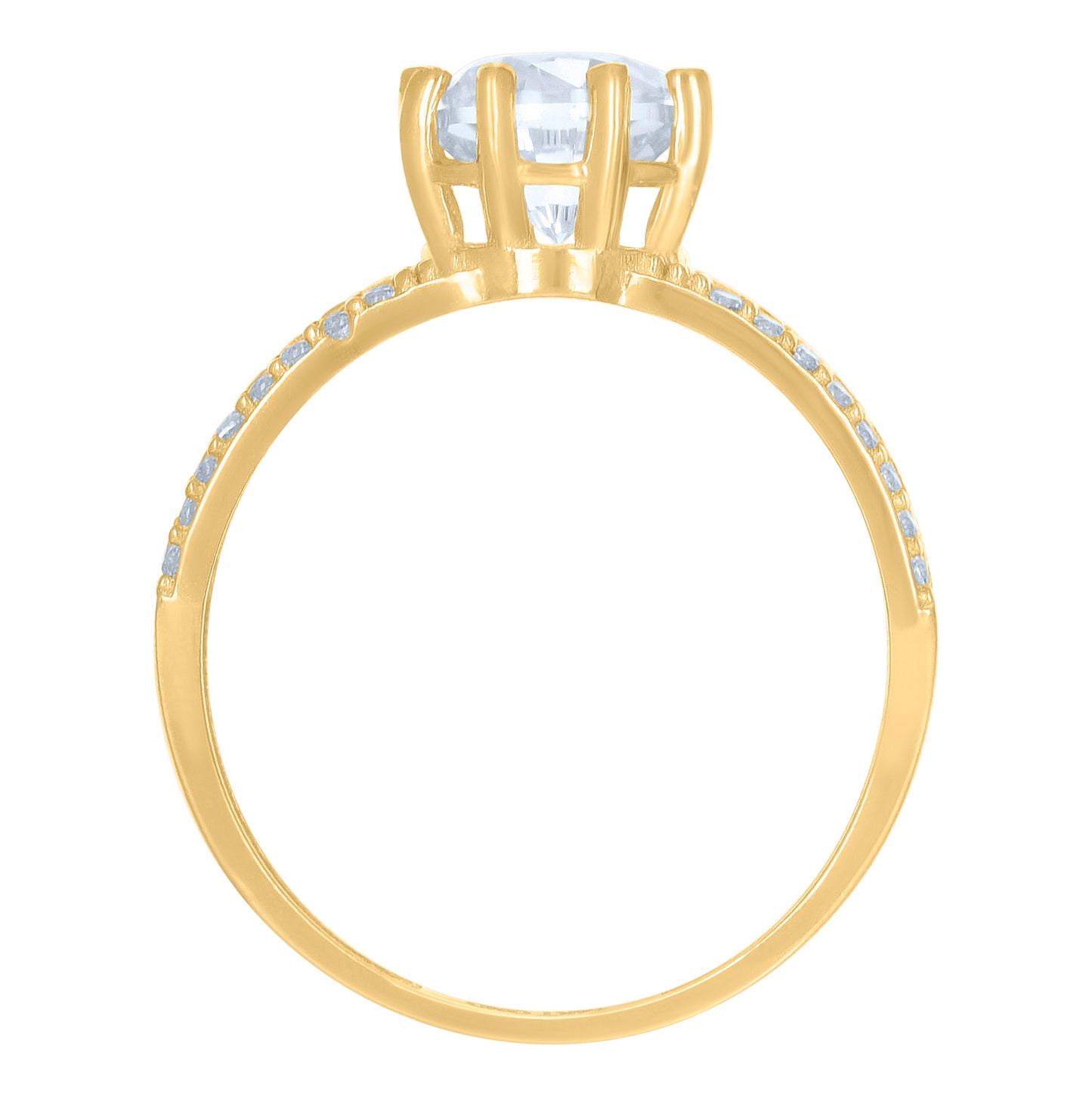 10K Yellow Gold Womens Cubic-Zirconia Hearts Duo Bridal Ring Set Ring